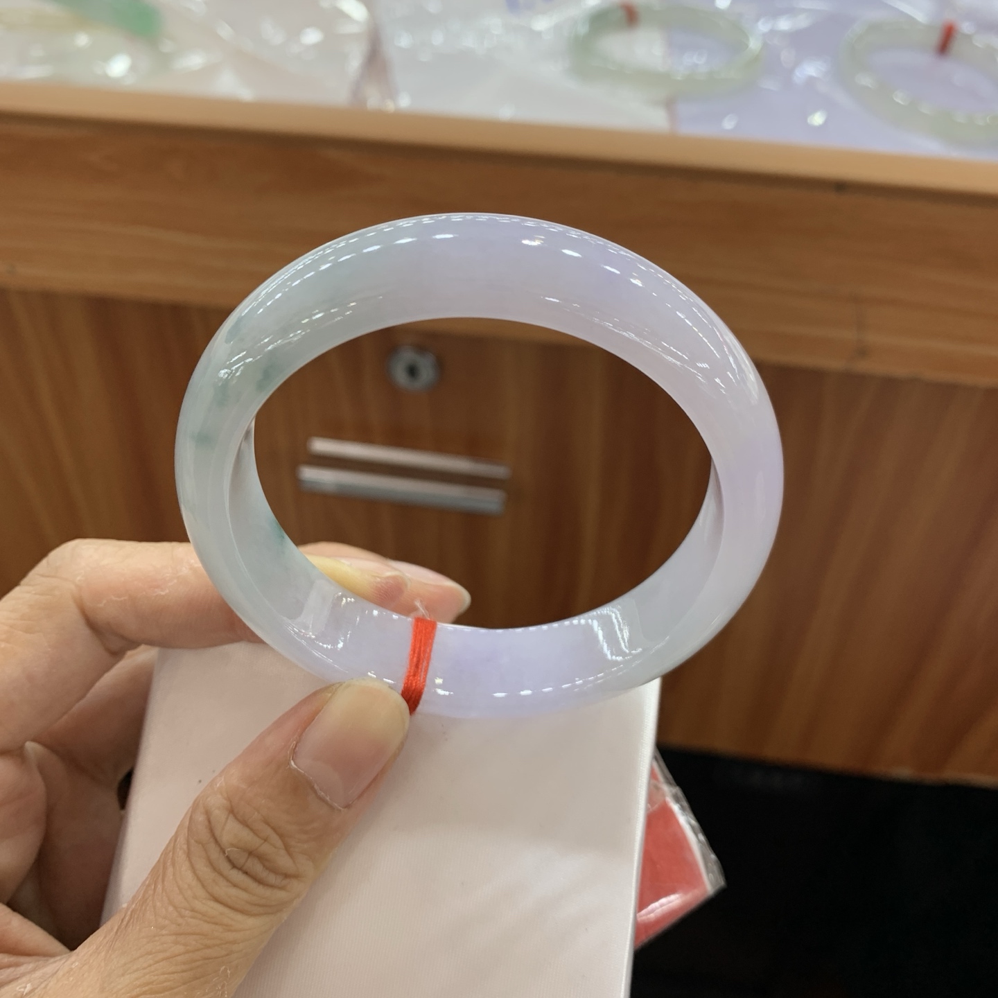 040908XY 紫罗兰飘花正圈翡翠手镯 58.3-14.5-7.9