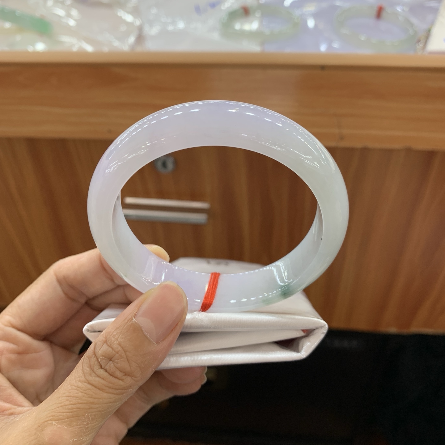 040908XY 紫罗兰飘花正圈翡翠手镯 58.3-14.5-7.9