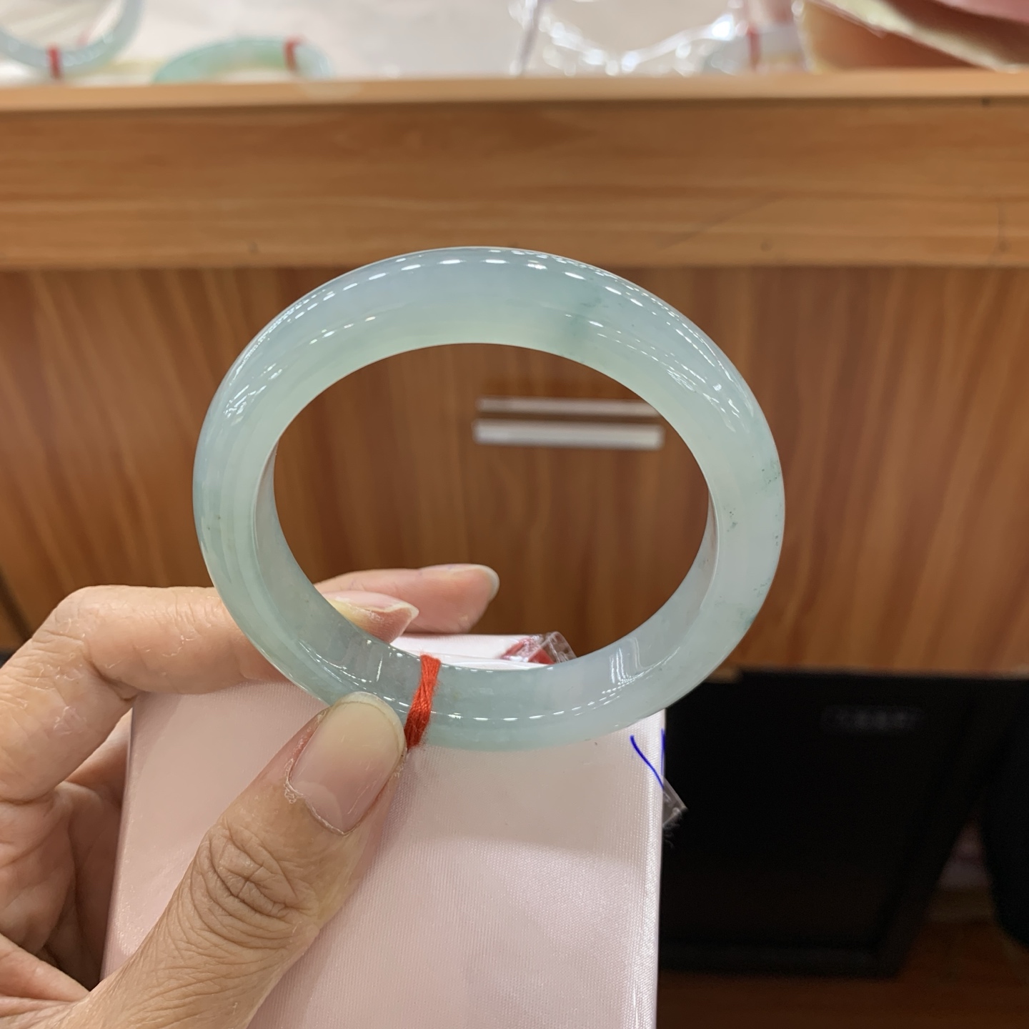 041319MMJ 蓝水正圈翡翠手镯 56.8-11.4-8.6