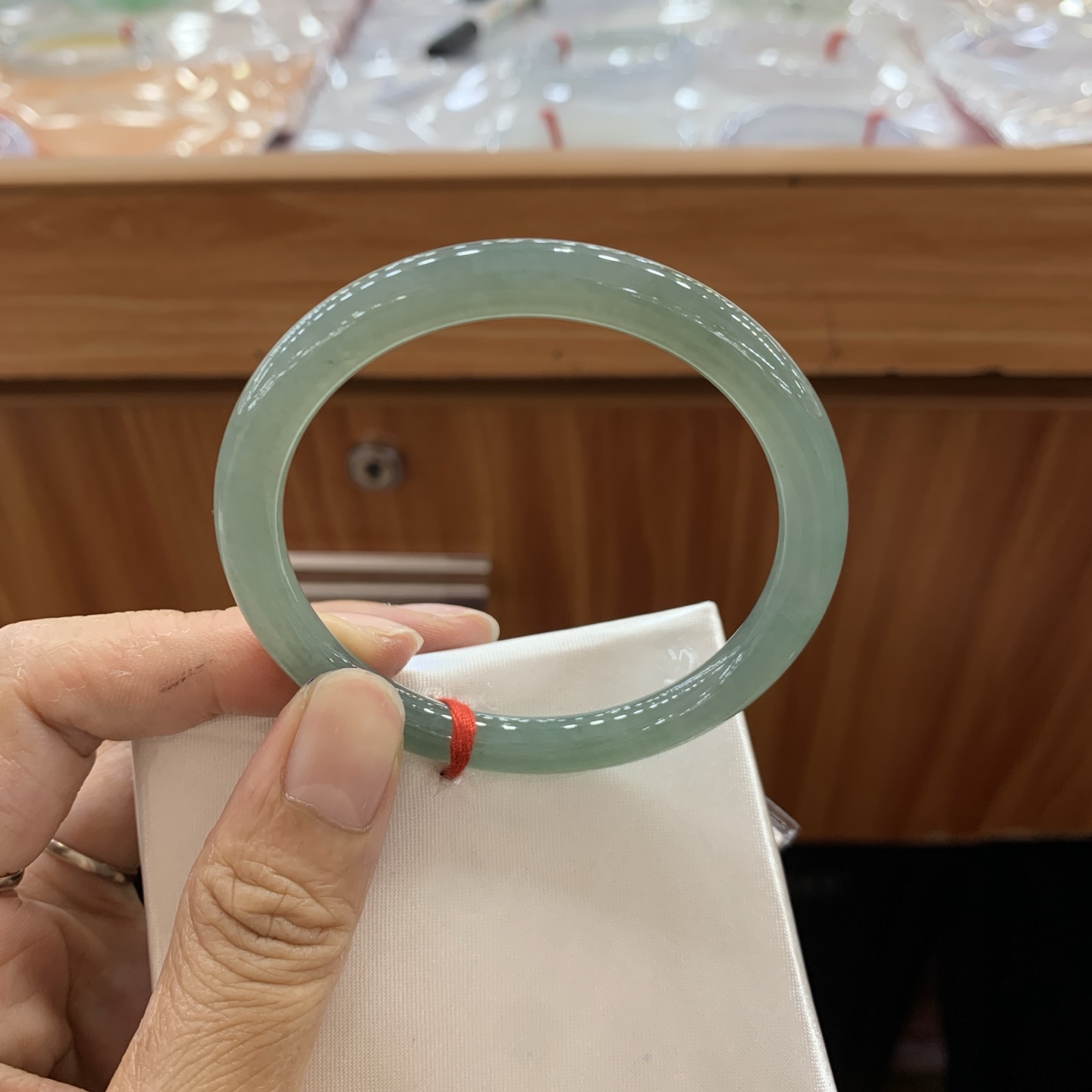 041002FN 蓝水圆条翡翠手镯 53.8-6.7-7