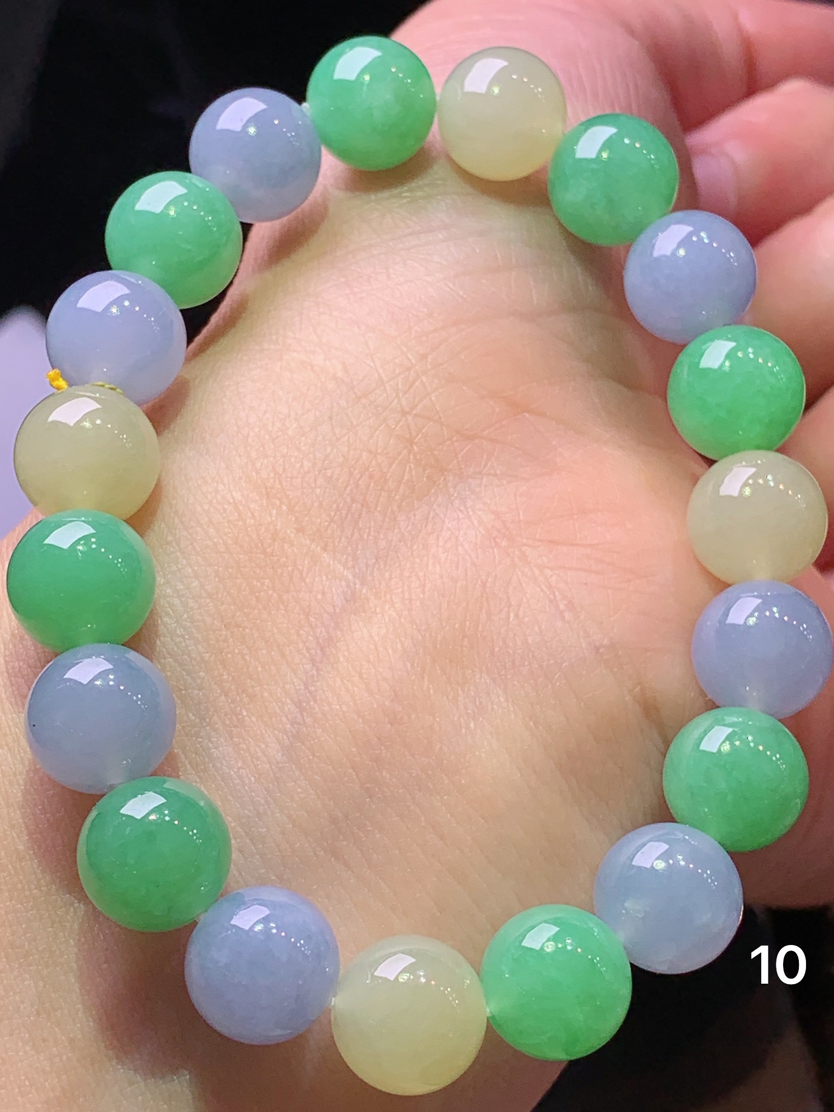 多彩圆珠手链 玉质细腻 色泽艳丽清新 水润亮眼 整体尺寸10c5