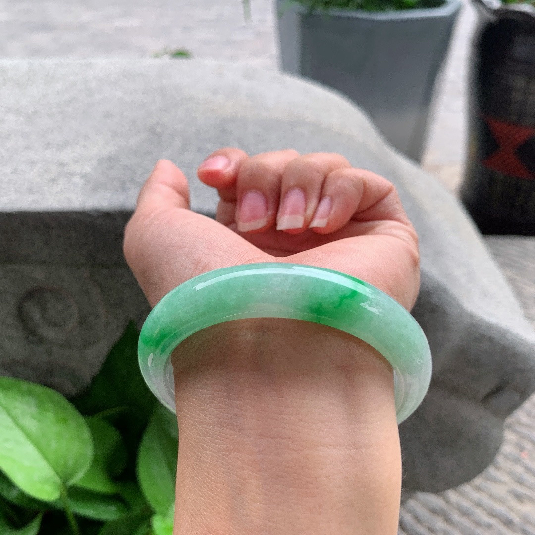 圈口 57-12.5-8.2【阳绿正圈手镯】正圈57 58可戴