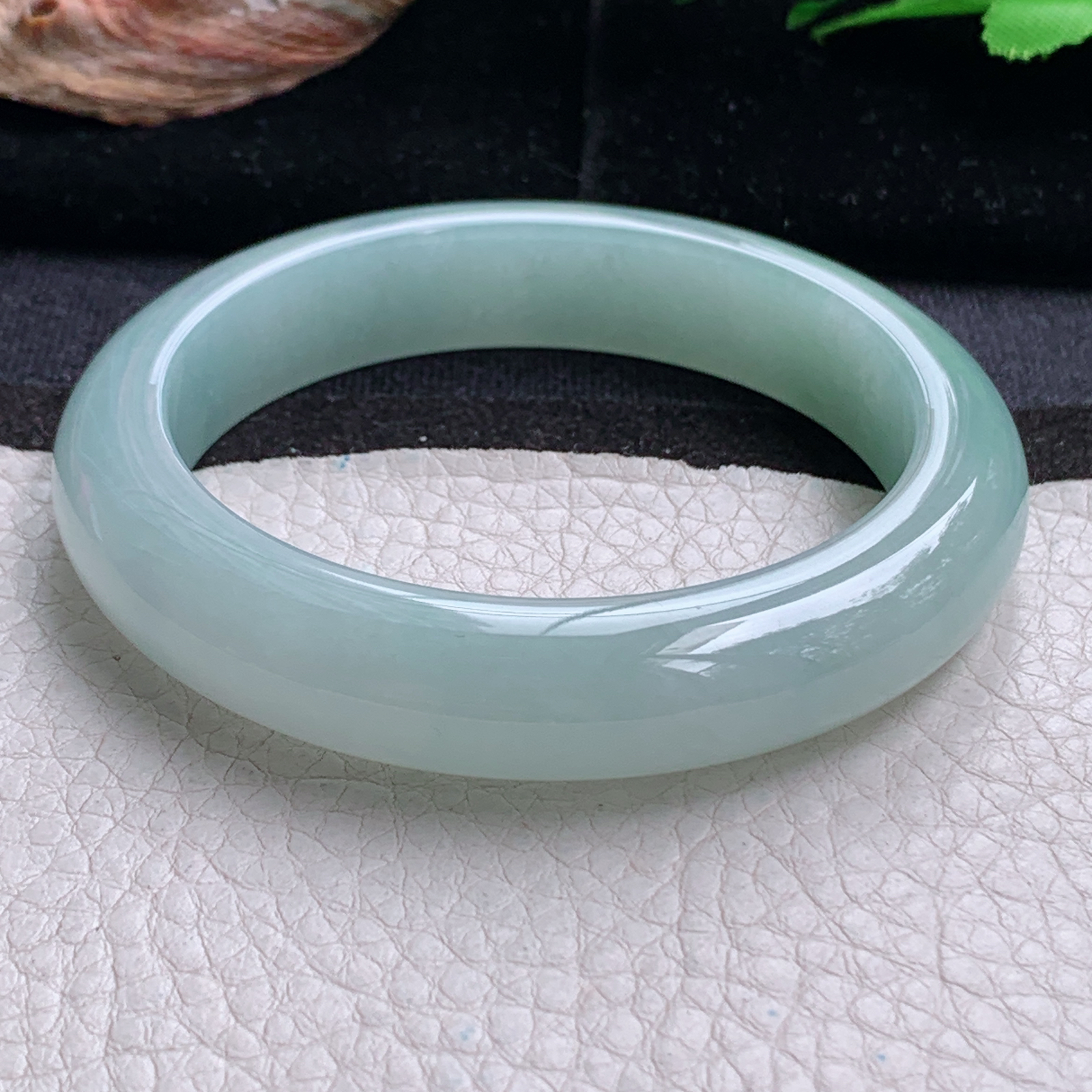 r冰晴款57*12.5*9.2平安镯 天然缅甸翡翠a货手镯冰润晴美正圈玉镯子