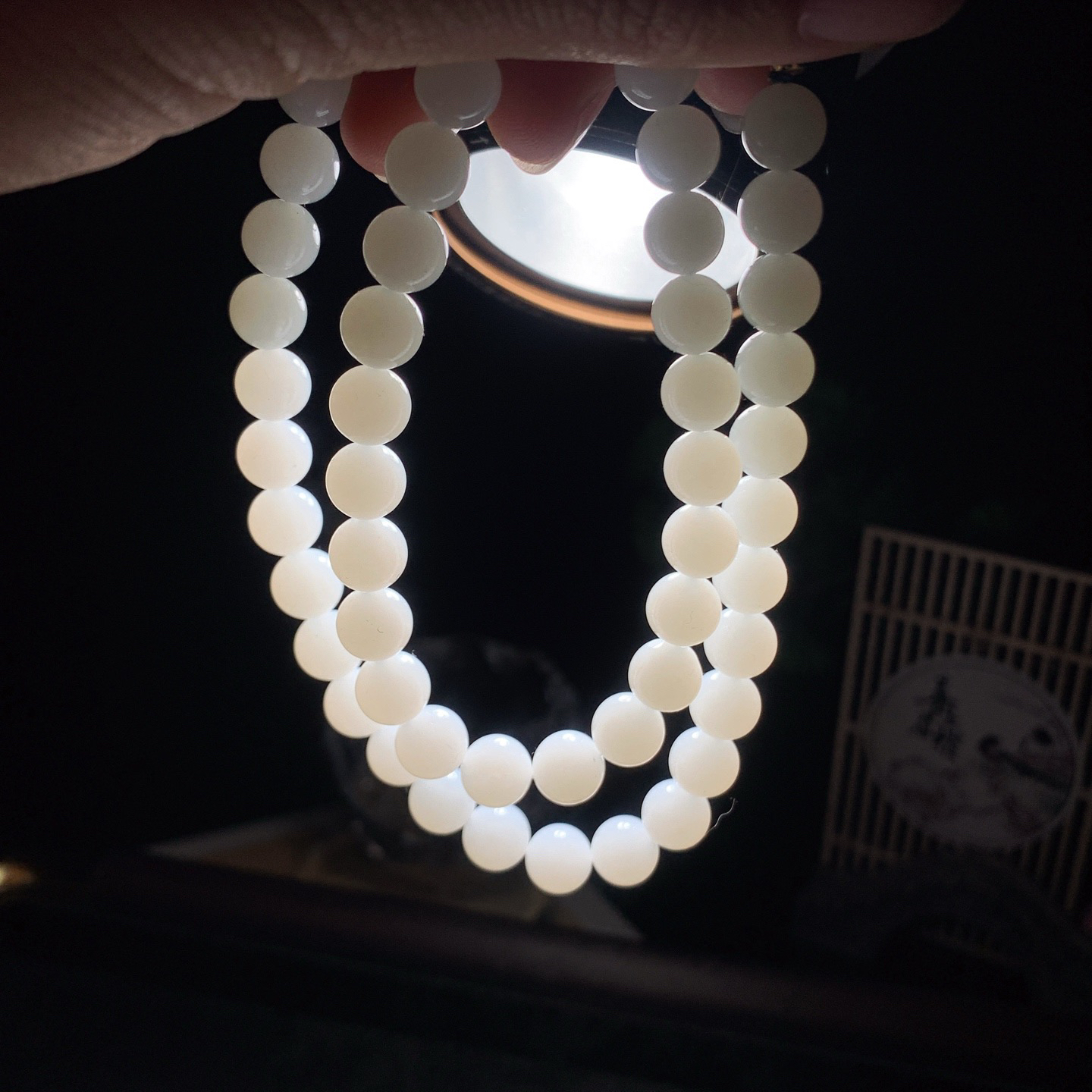 新疆和田玉白玉羊脂白项链 妈妈链！单颗尺寸8！玉质细腻油润 脂粉好，品质好！lt260415