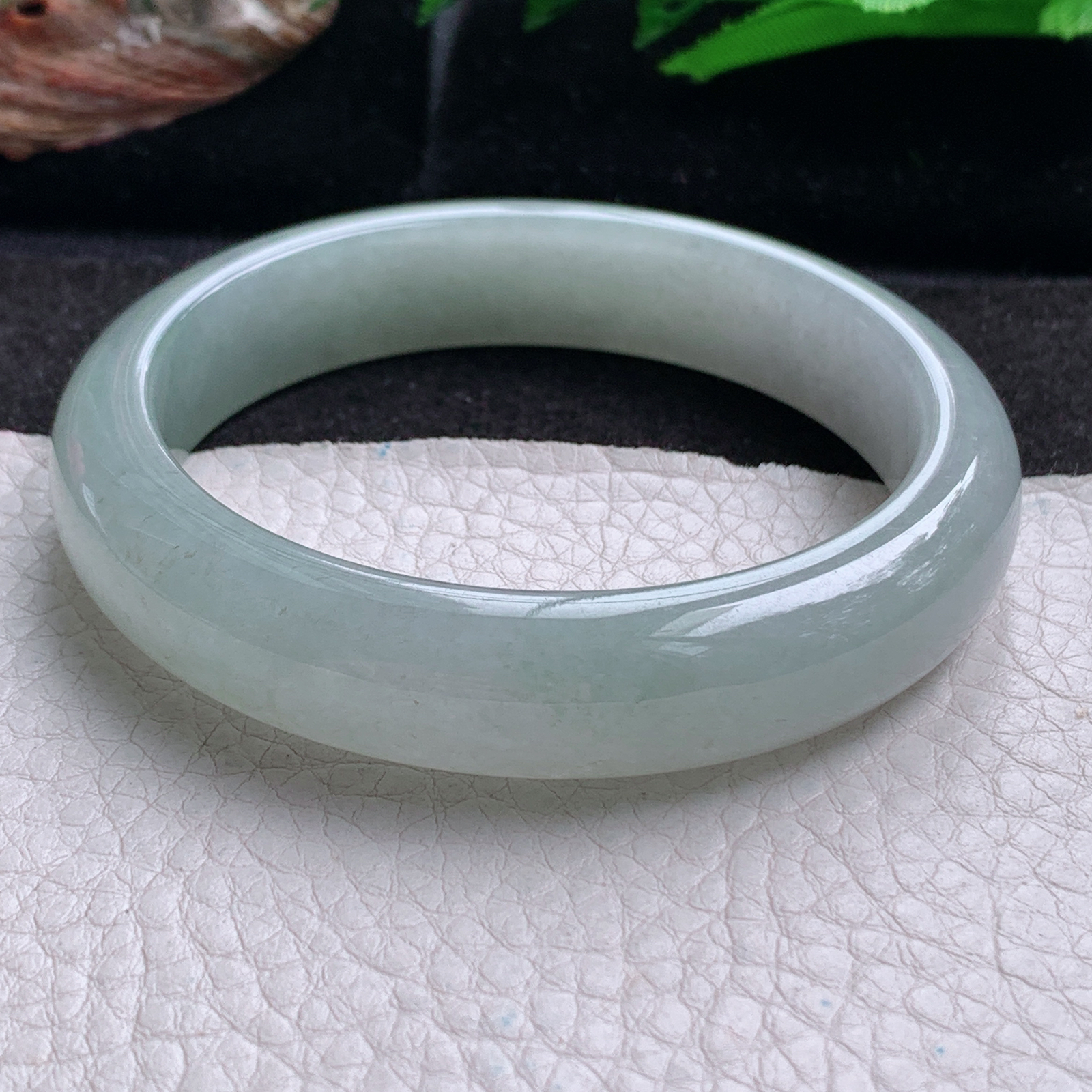 z实拍57*13*8.5平安镯 天然缅甸翡翠a货手冰晴正圈玉镯子