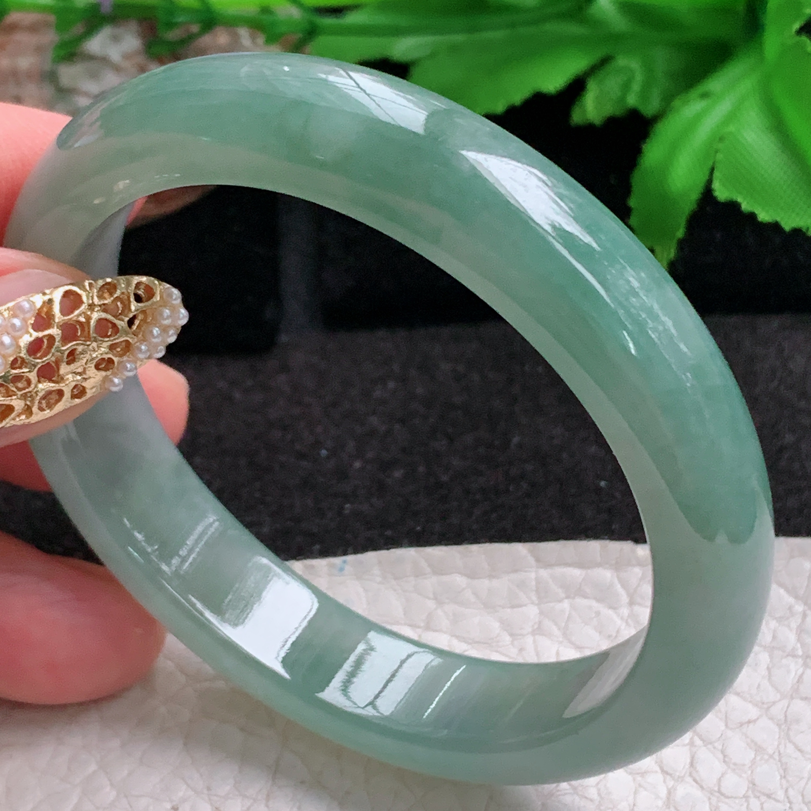 ee实拍53.6*50*12*7.4贵妃镯 天然缅甸翡翠a货手镯冰油蛋形玉镯子