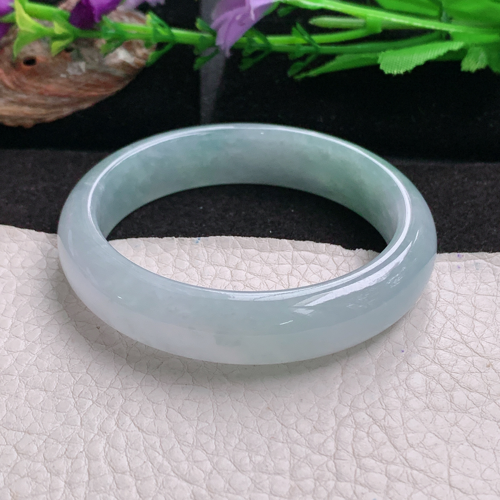 js冰润款55*13.8*7.3平安镯 天然缅甸翡翠a货手镯冰纯正圈玉镯子