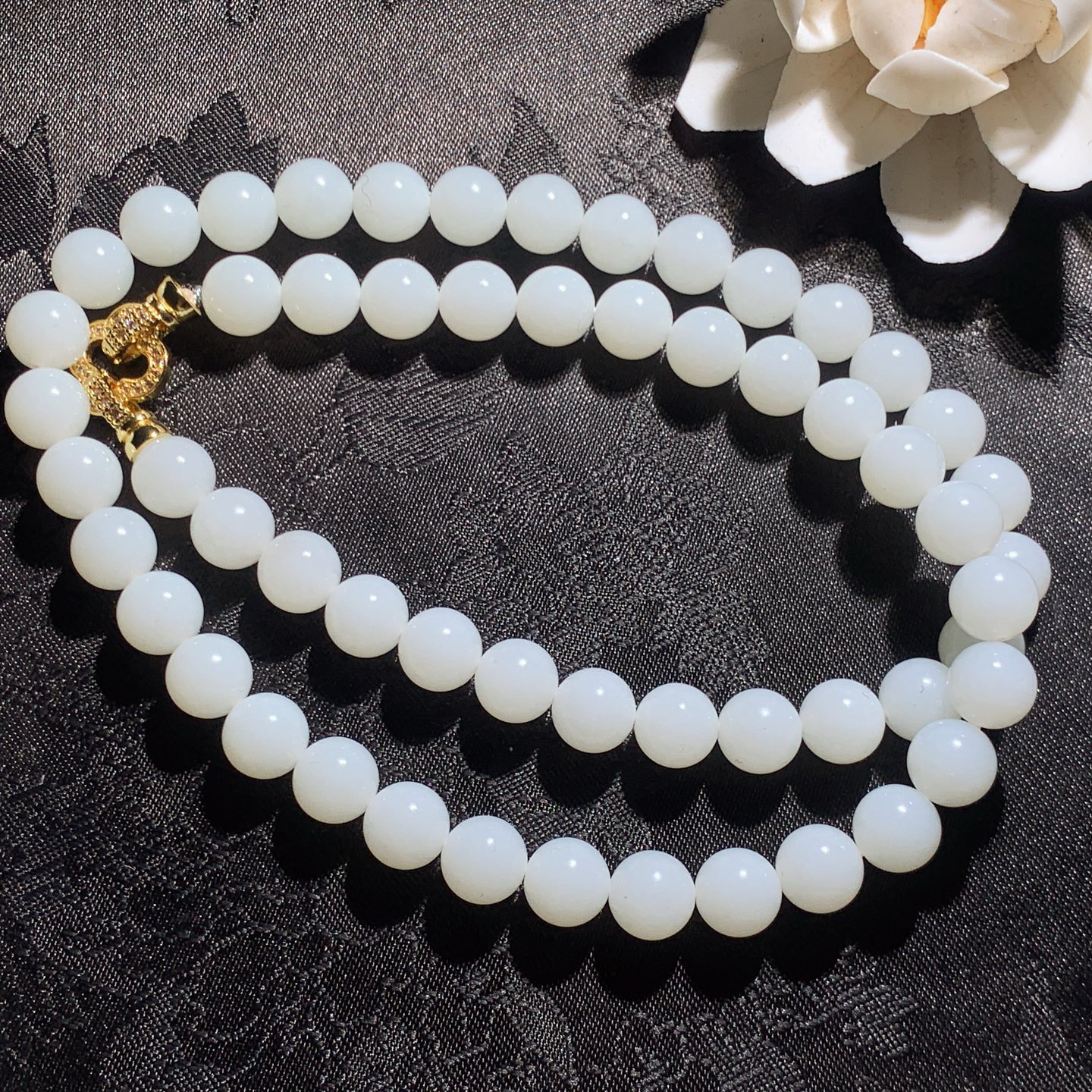 新疆和田玉白玉羊脂白项链 妈妈链！单颗尺寸8！玉质细腻油润 脂粉好，品质好！lt260415