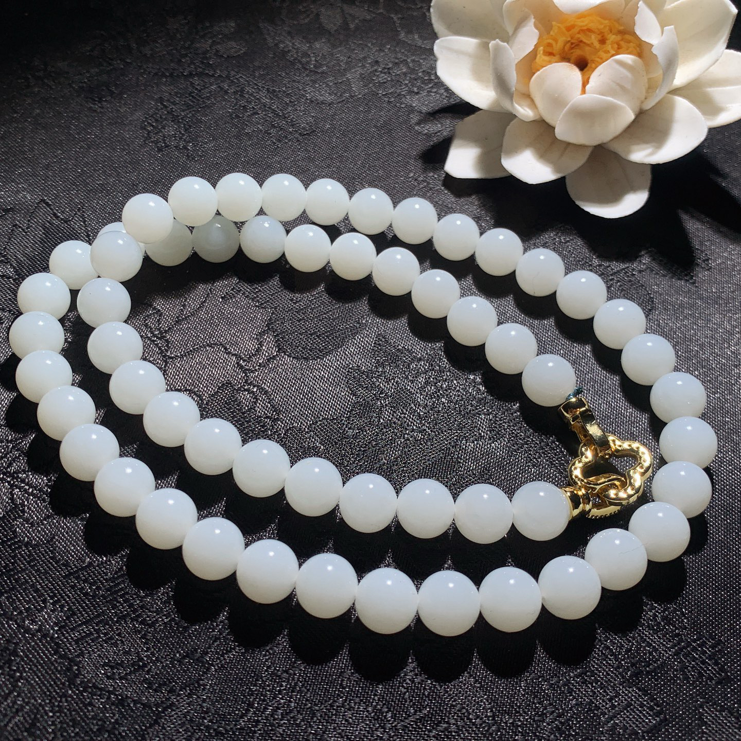 新疆和田玉白玉羊脂白项链 妈妈链！单颗尺寸8！玉质细腻油润 脂粉好，品质好！lt260415