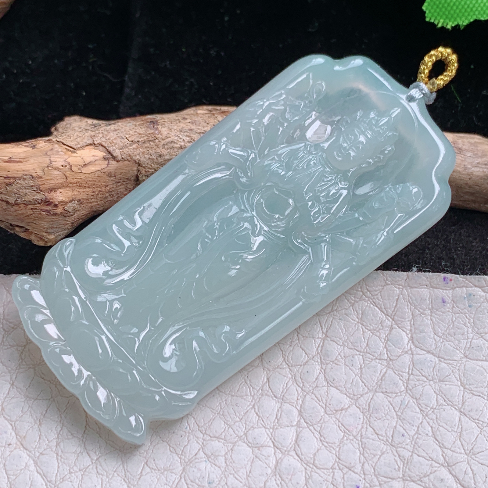 rp实拍57.6*28.3*5天然缅甸翡翠冰润千手观音 玉观音玉吊坠 玉挂件
