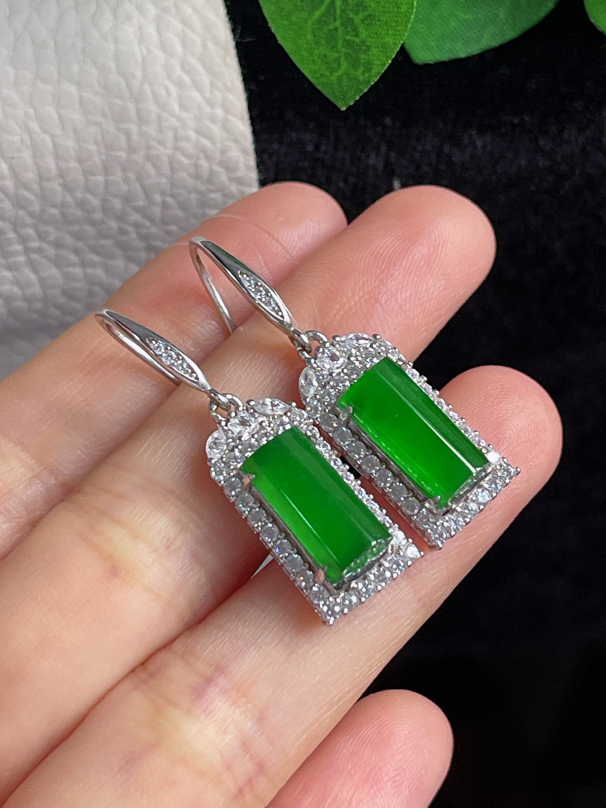 s925银 翡翠耳坠