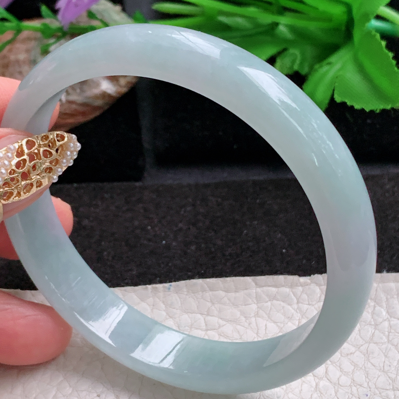 ee大圈口61*12.5*6.3平安镯 天然缅甸翡翠a货手镯冰晴正圈玉镯子