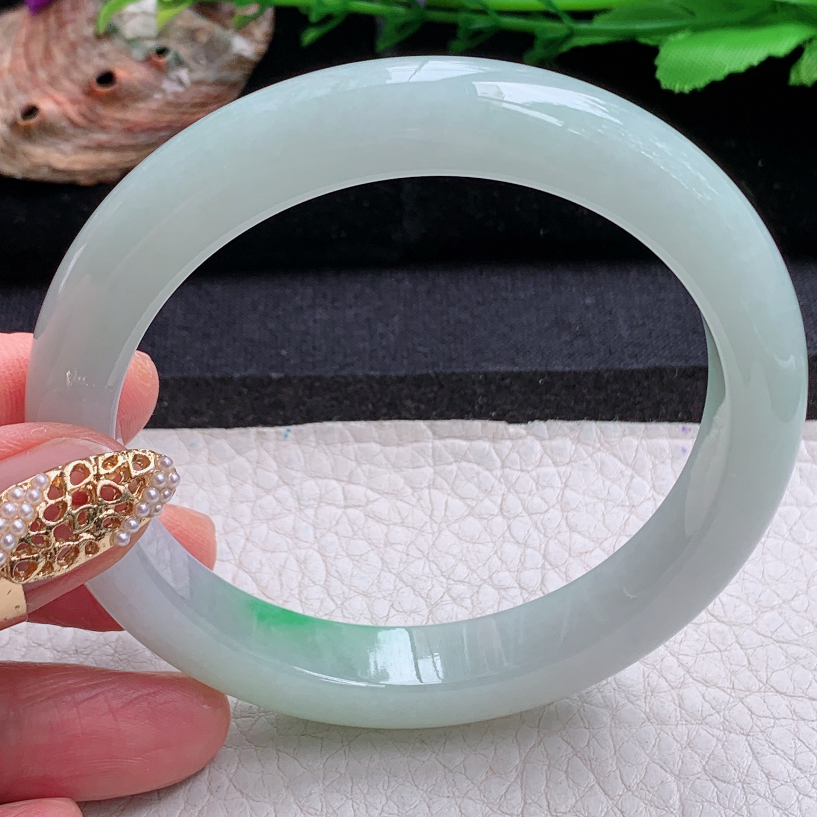 fx大圈口60*11*8.8平安镯 天然缅甸翡翠a货手镯飘绿正圈玉镯子