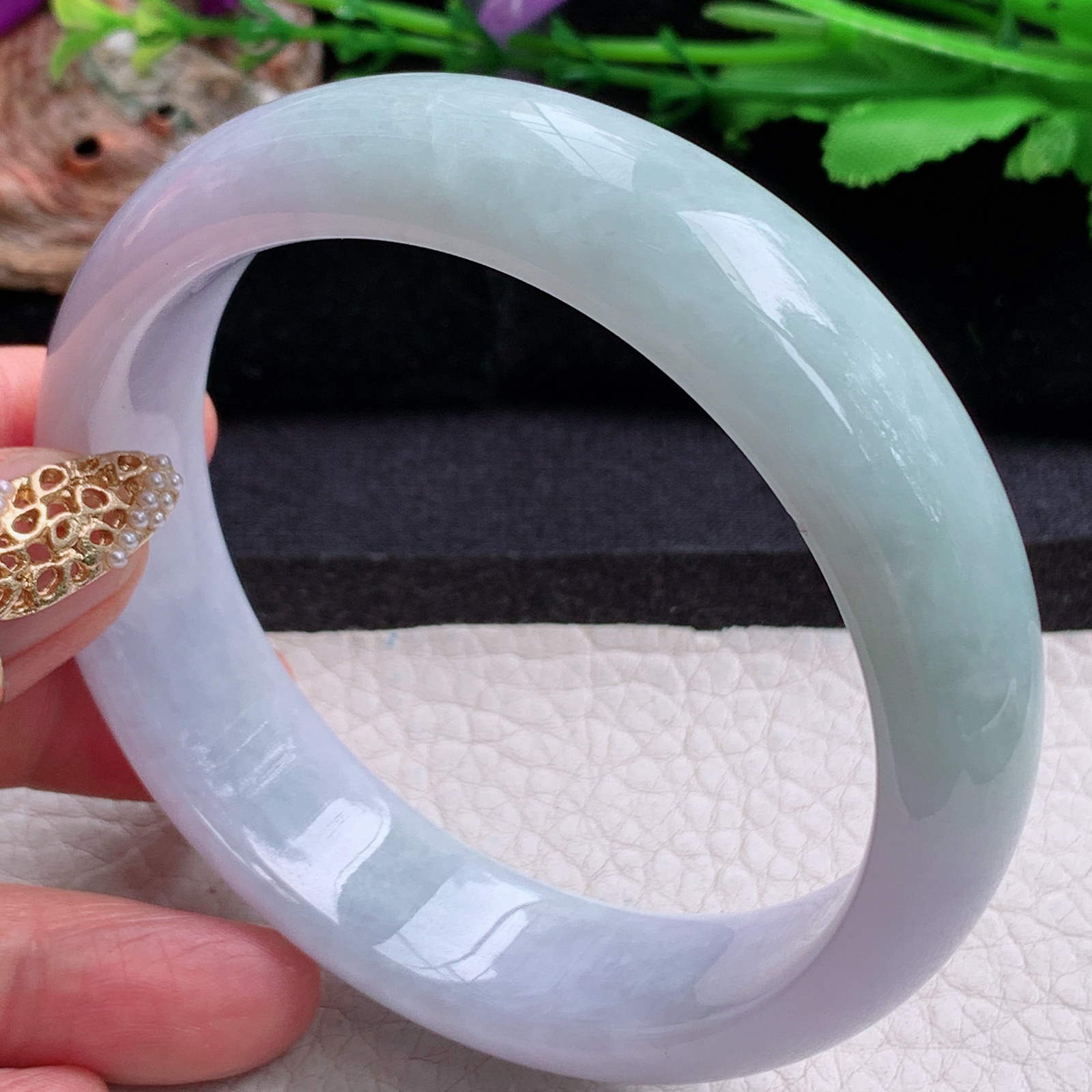 js大圈口62*17.6*8.2轮胎镯 天然缅甸翡翠a货手镯春带彩正圈玉镯子