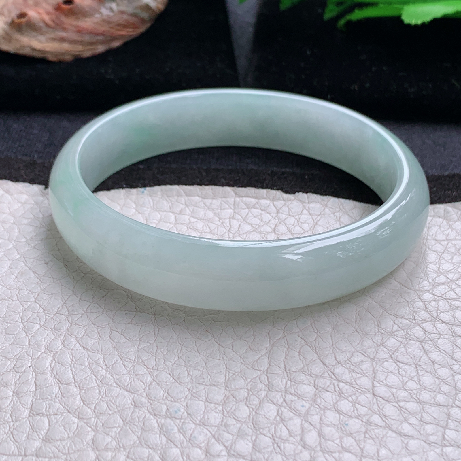 nr实拍59.5*13*6.5平安镯 天然缅甸翡翠a货手镯冰润浅绿正圈玉镯子