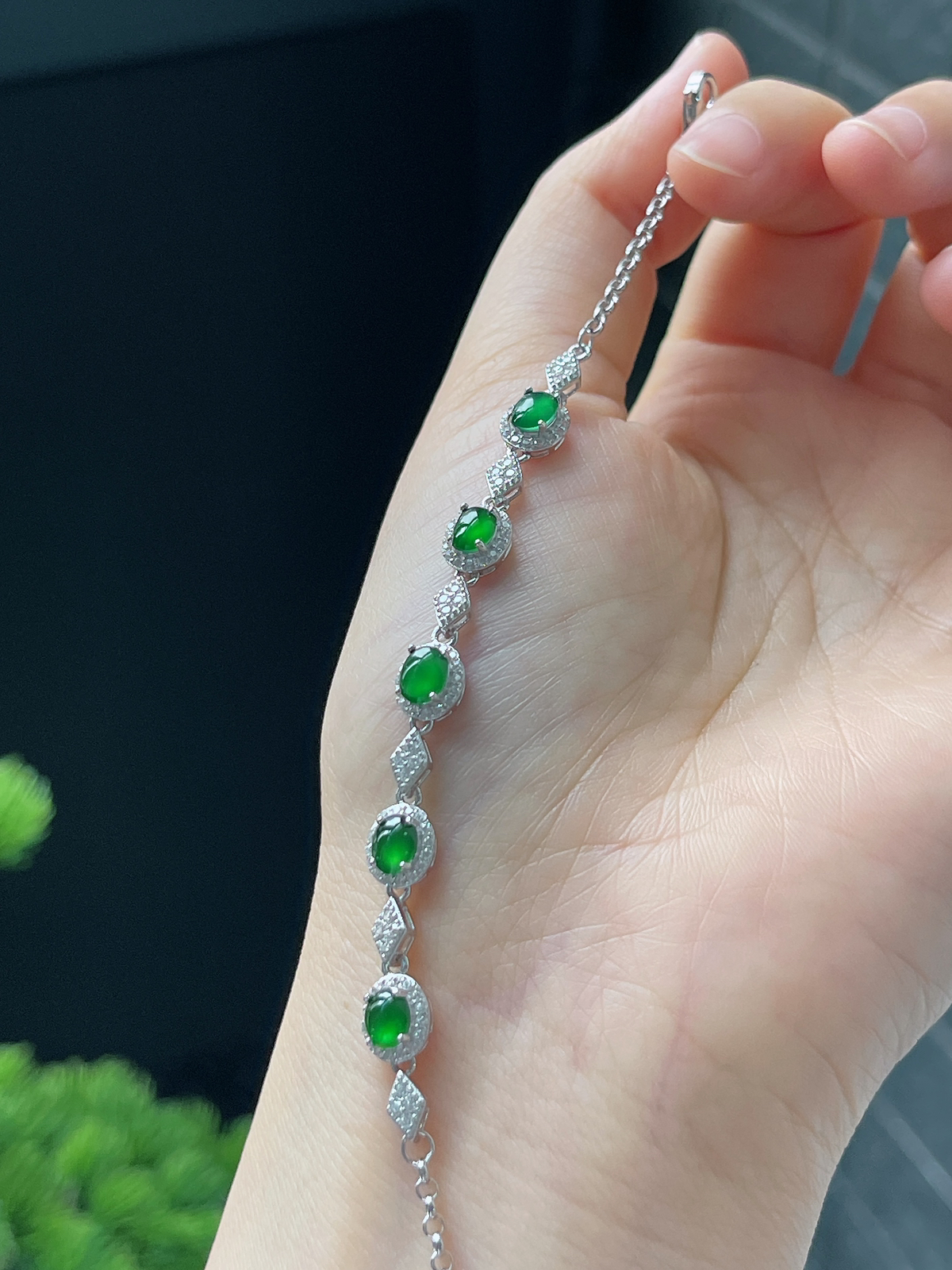 s925银 翡翠手链