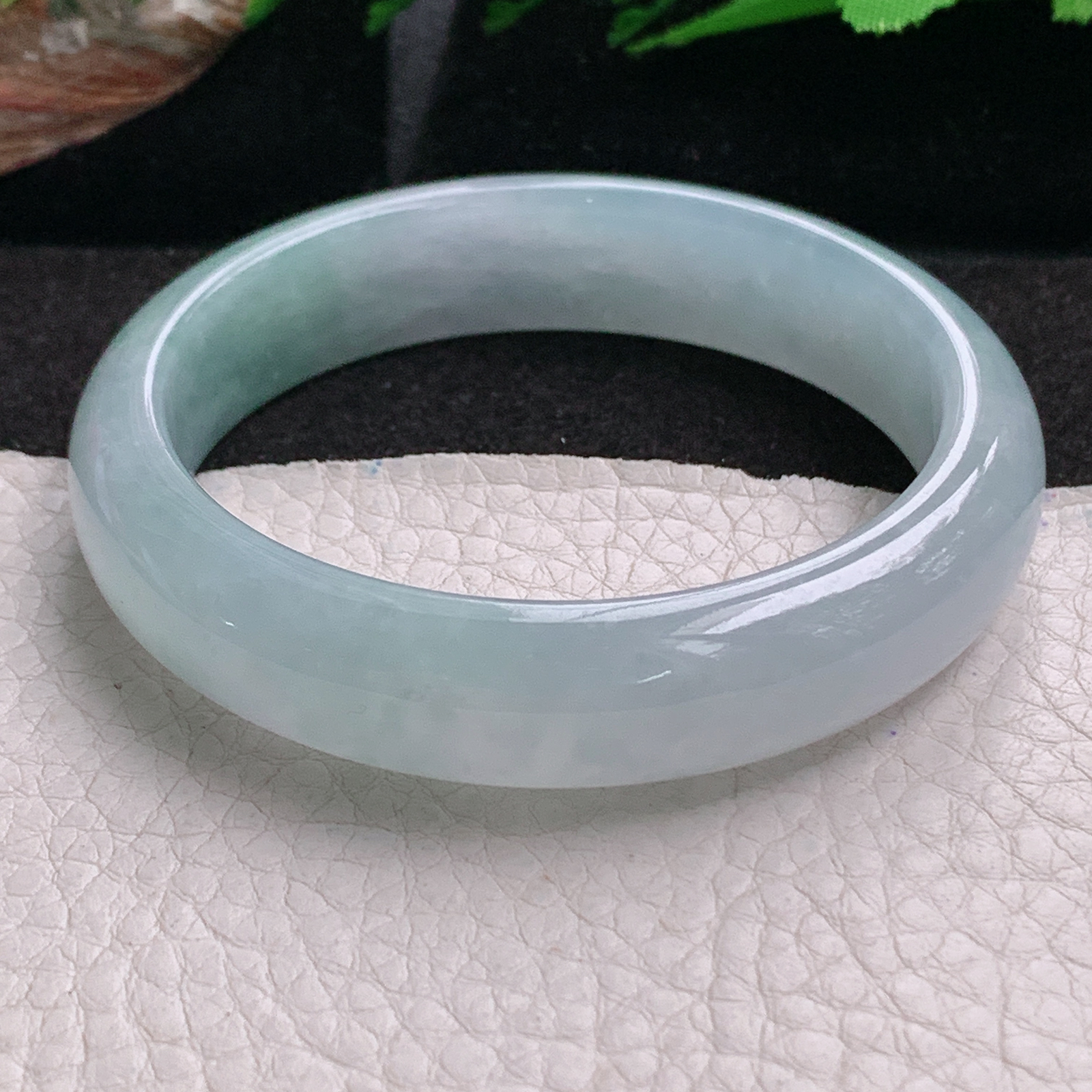 js冰润款55*13.8*7.3平安镯 天然缅甸翡翠a货手镯冰纯正圈玉镯子