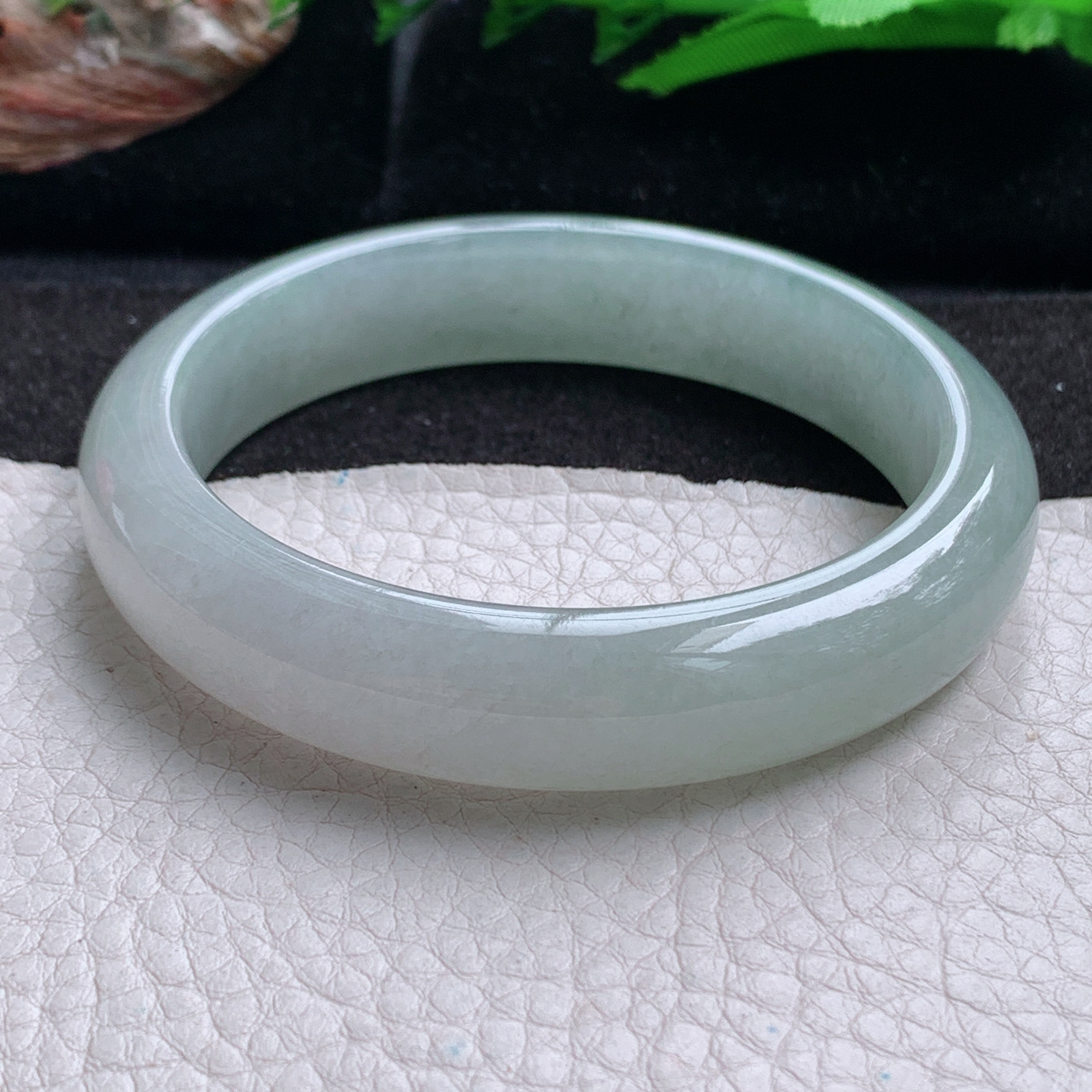 z实拍57*13*8.5平安镯 天然缅甸翡翠a货手冰晴正圈玉镯子