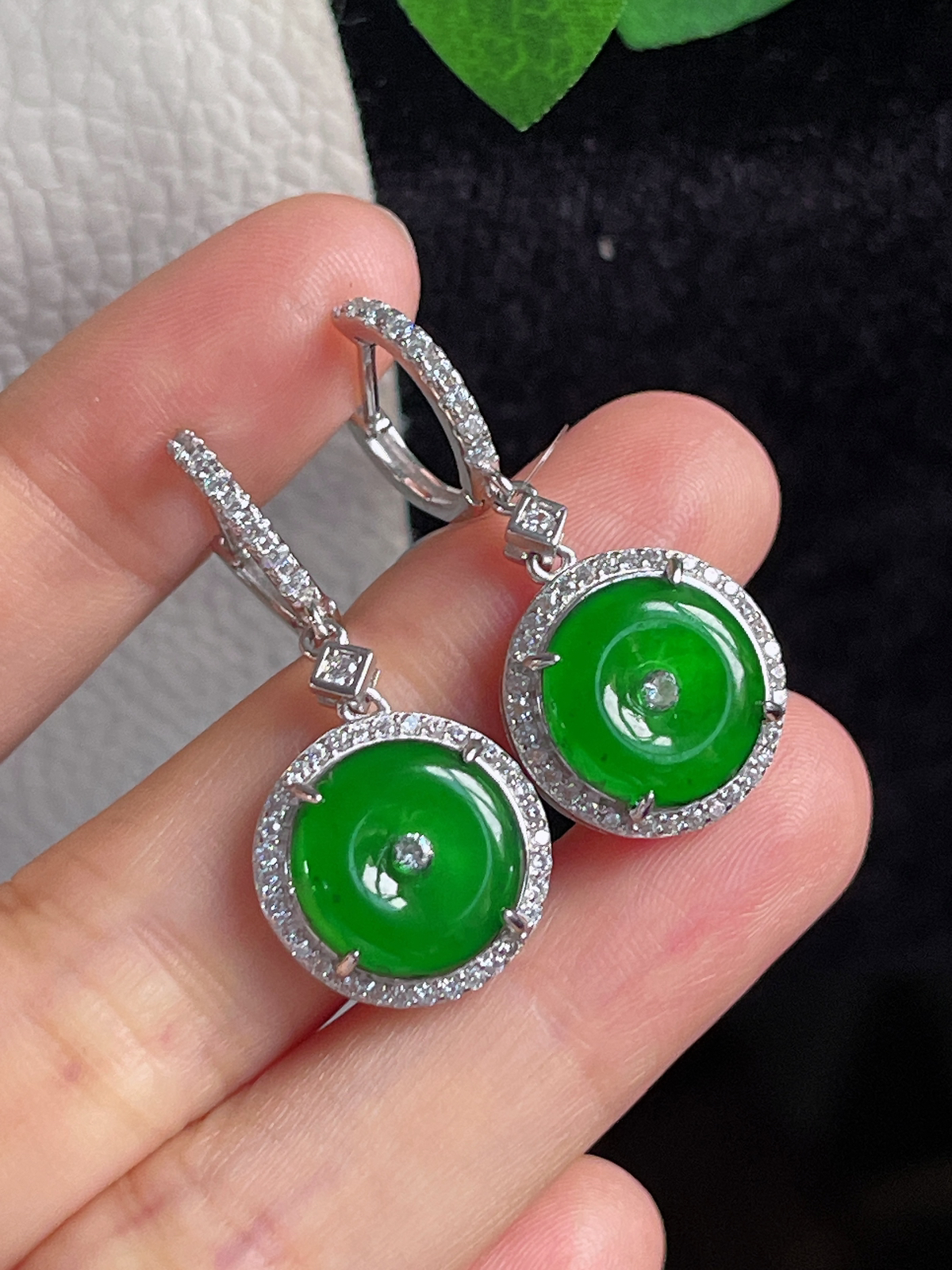 s925银 翡翠耳坠