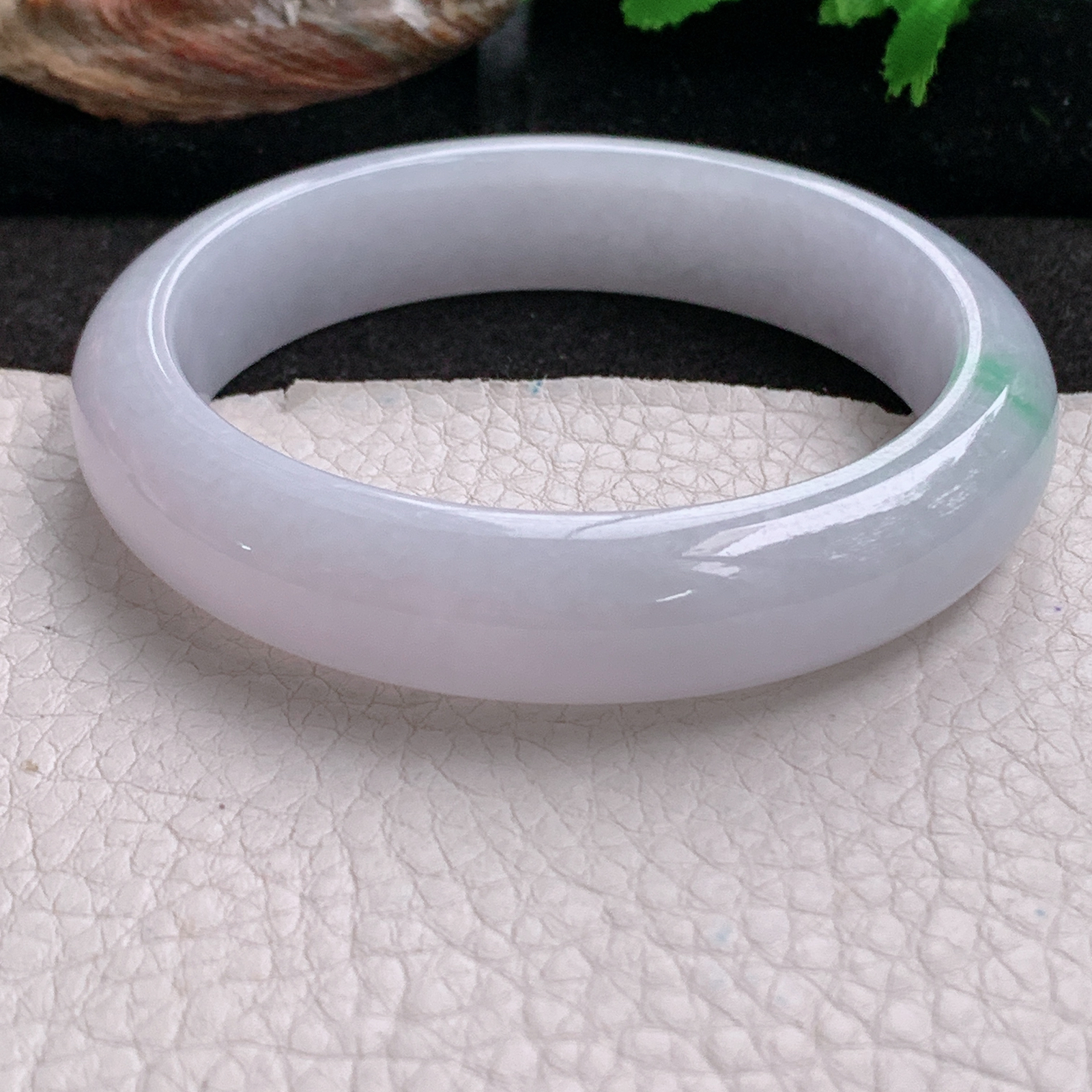 ee实拍57.5*13*8.5平安镯 天然缅甸翡翠a货手镯淡紫正圈玉镯子