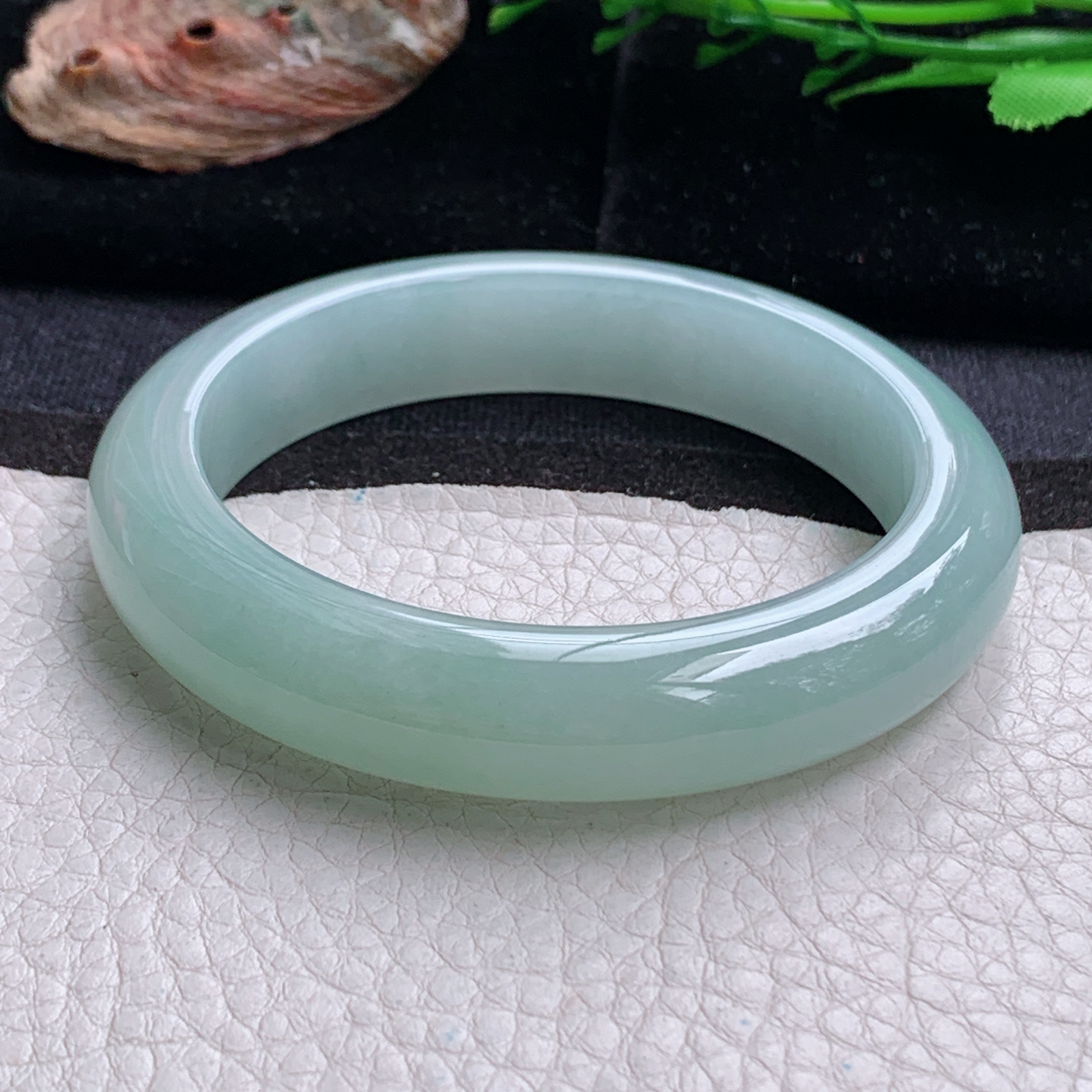 r冰晴款57*12.5*9.2平安镯 天然缅甸翡翠a货手镯冰润晴美正圈玉镯子