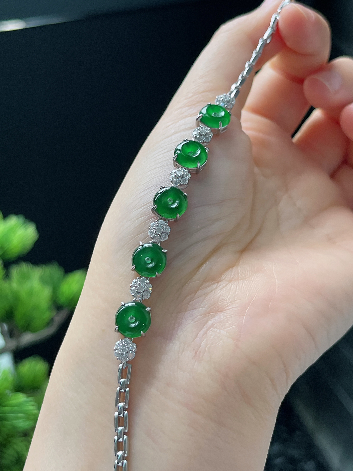 s925银 翡翠手链