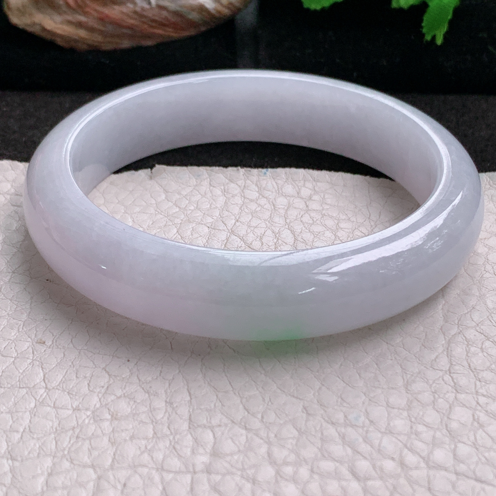 ee实拍57.5*13*8.5平安镯 天然缅甸翡翠a货手镯淡紫正圈玉镯子