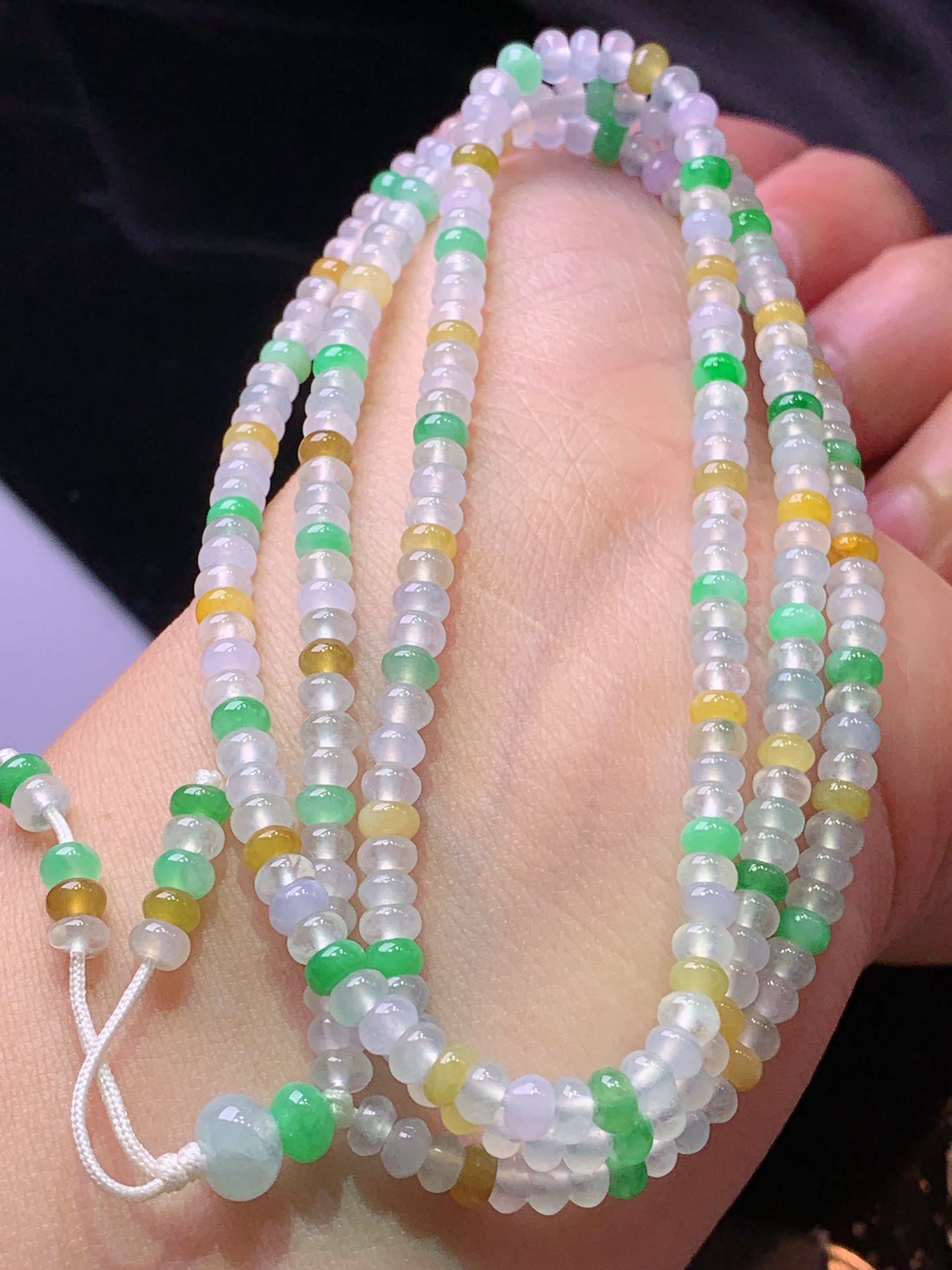 多彩算盘珠项链  玉质细腻 色泽艳丽清新 水润亮眼 整体尺寸4*2.5c5