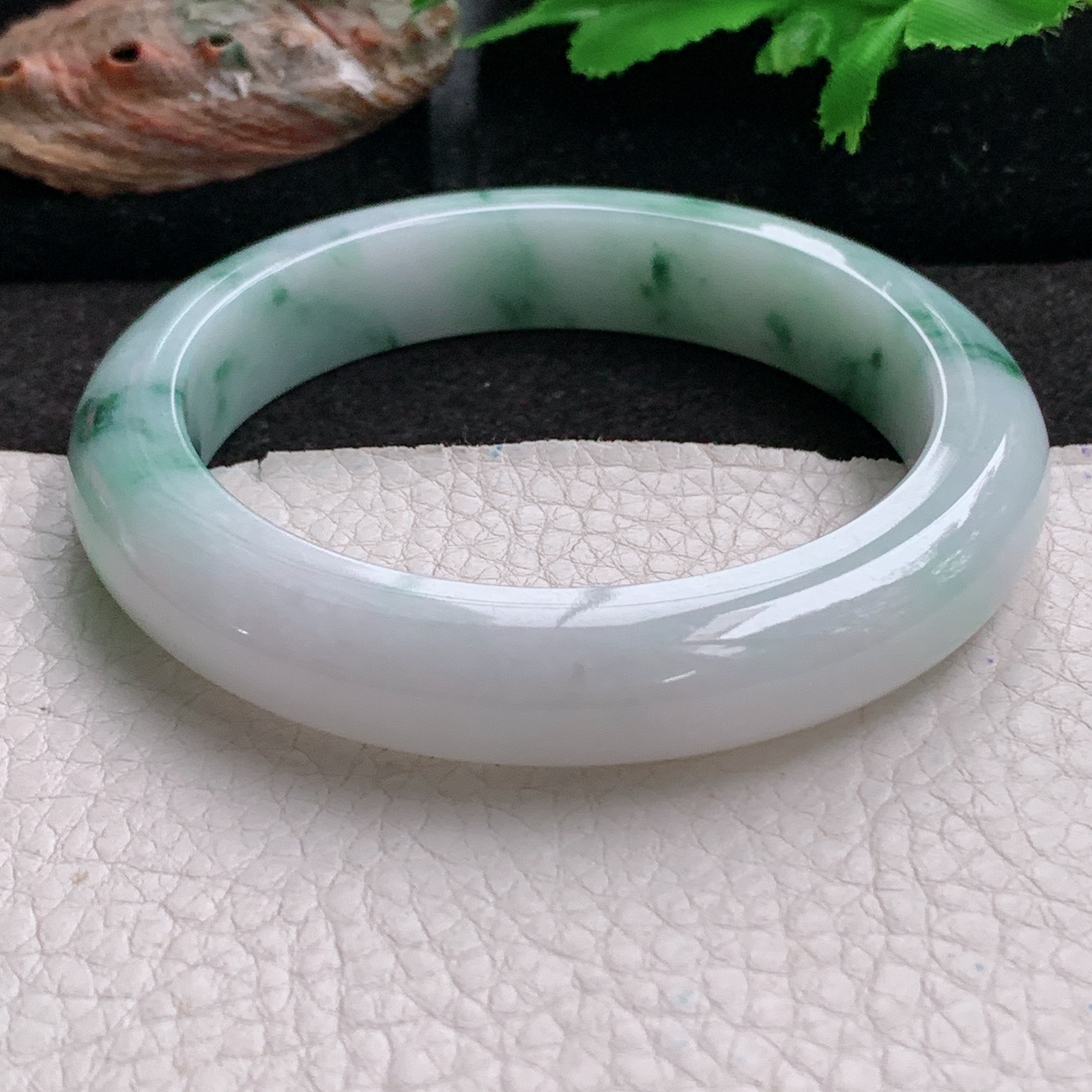 ee大圈口60.3*12.6*9.5平安镯 天然缅甸翡翠a货手镯飘花正圈厚装玉镯子