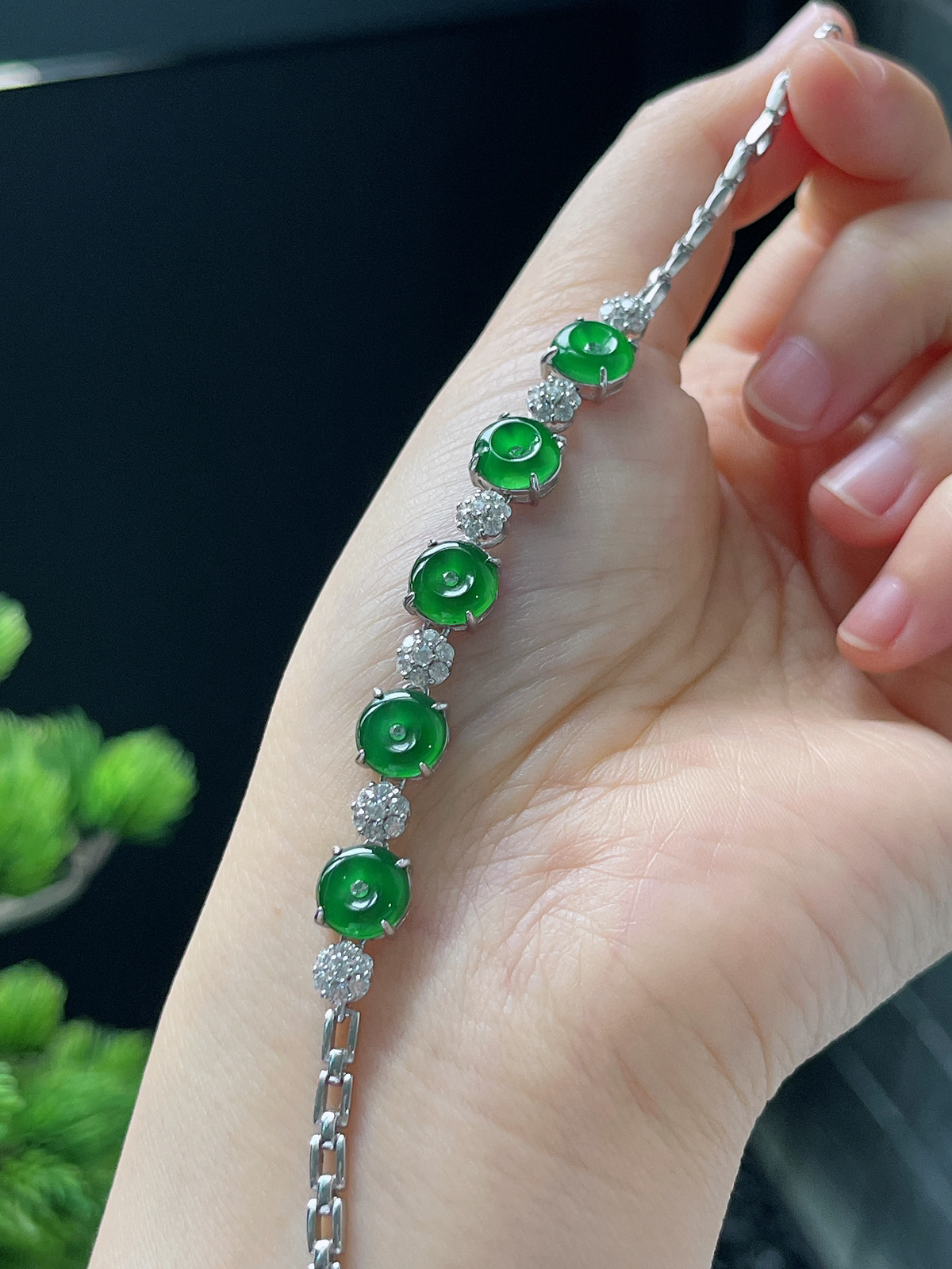 s925银 翡翠手链
