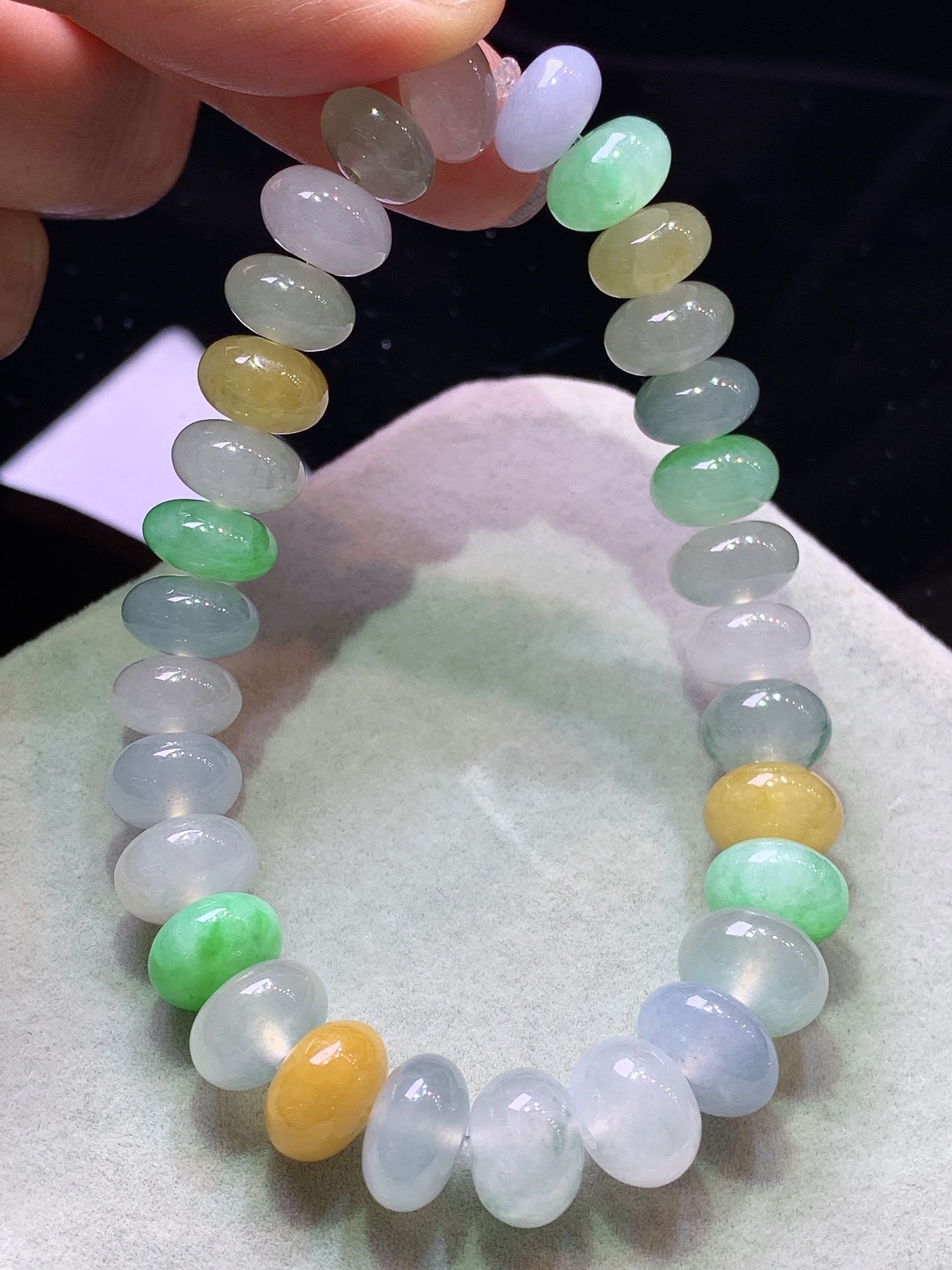 多彩算盘珠手链 玉质细腻 色泽艳丽清新 水润亮眼 整体尺寸10*6.8c5