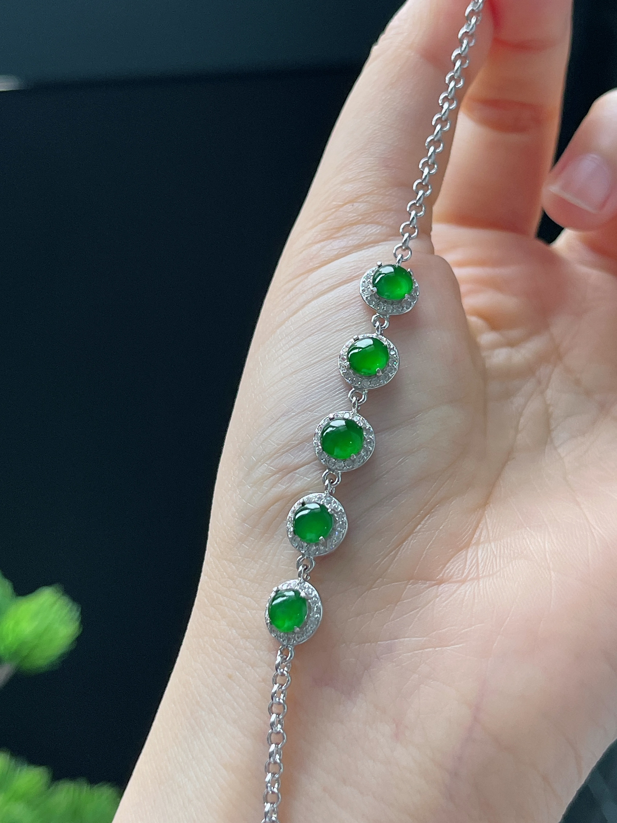 s925银 翡翠手链