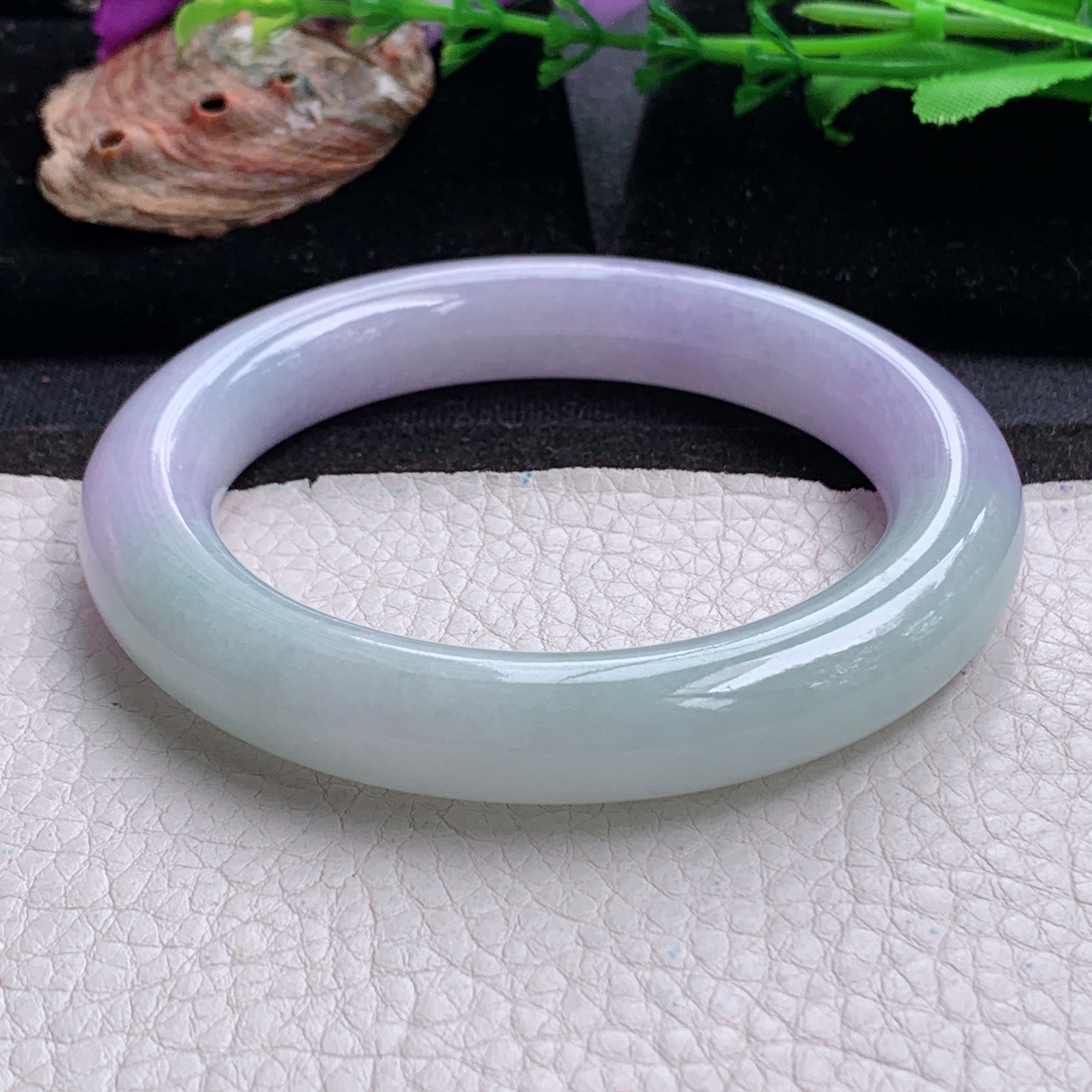 xc招财款59.5*12*11.8美人镯 天然缅甸翡翠a货手半山水春带彩圆条玉镯子