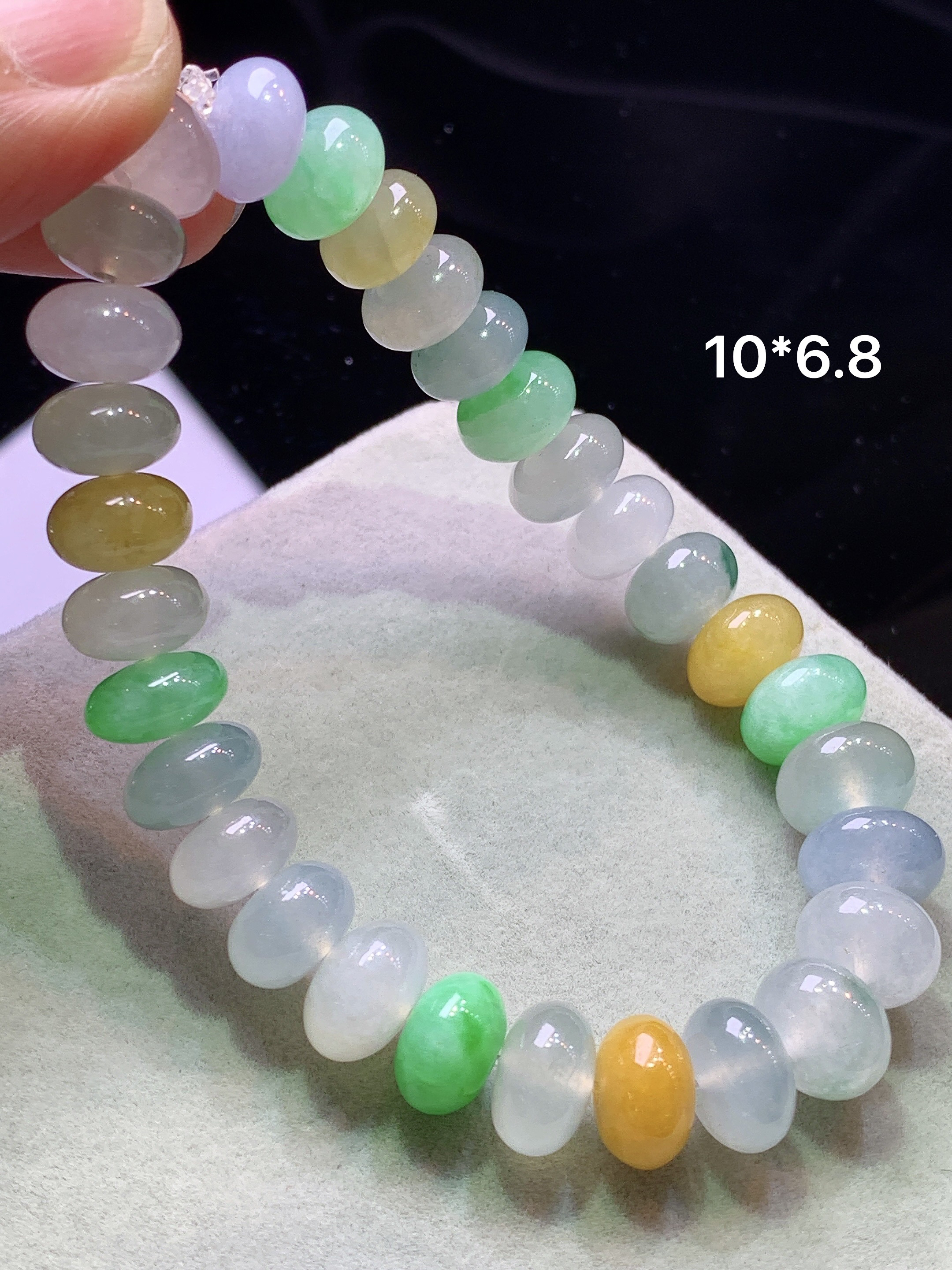 多彩算盘珠手链 玉质细腻 色泽艳丽清新 水润亮眼 整体尺寸10*6.8c5