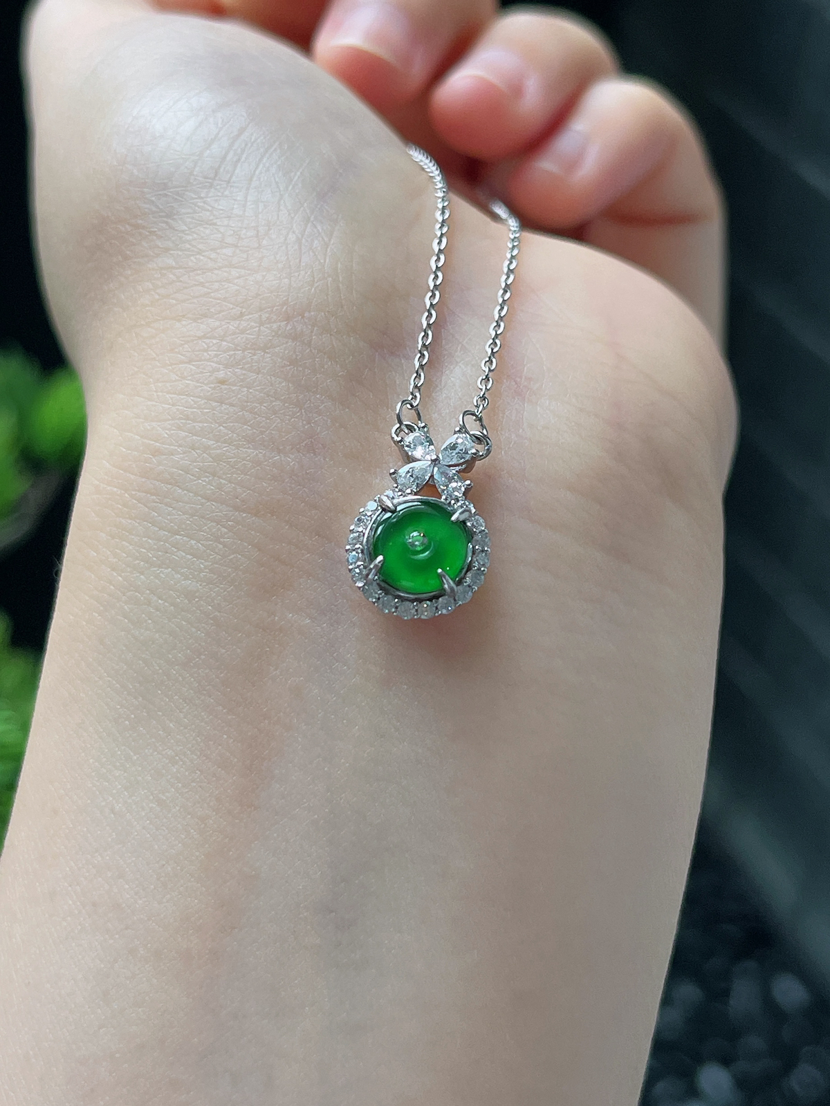 s925银翡翠项链