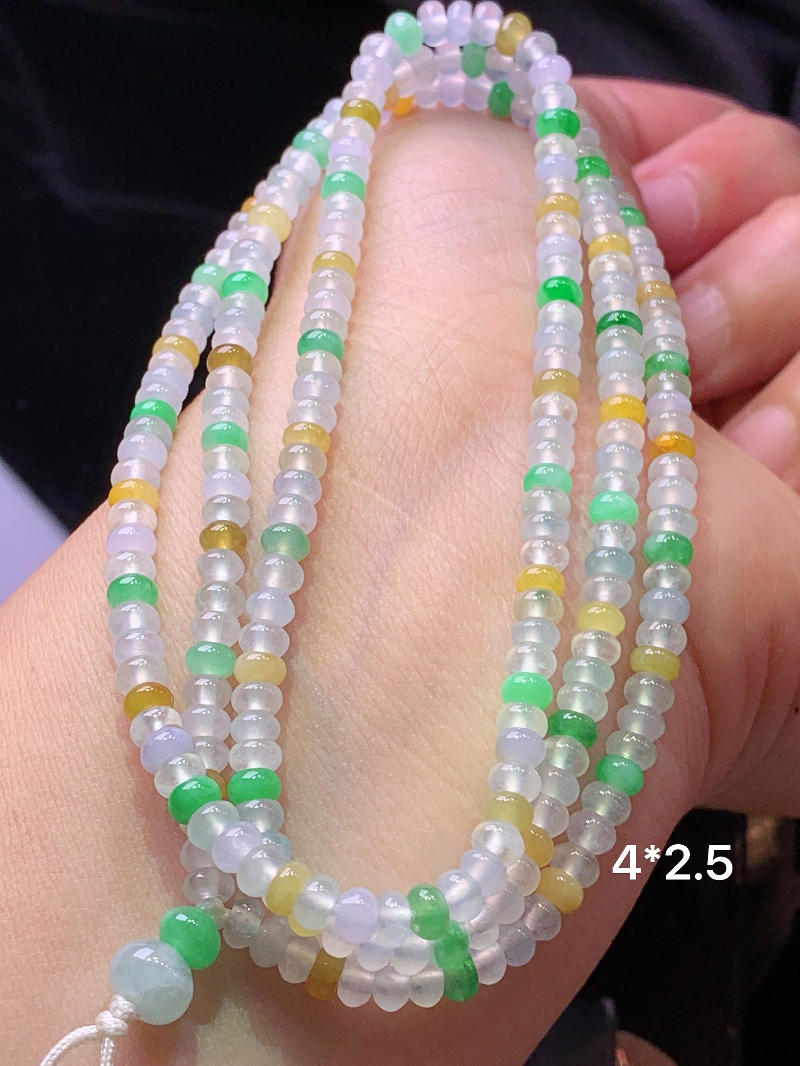 多彩算盘珠项链  玉质细腻 色泽艳丽清新 水润亮眼 整体尺寸4*2.5c5