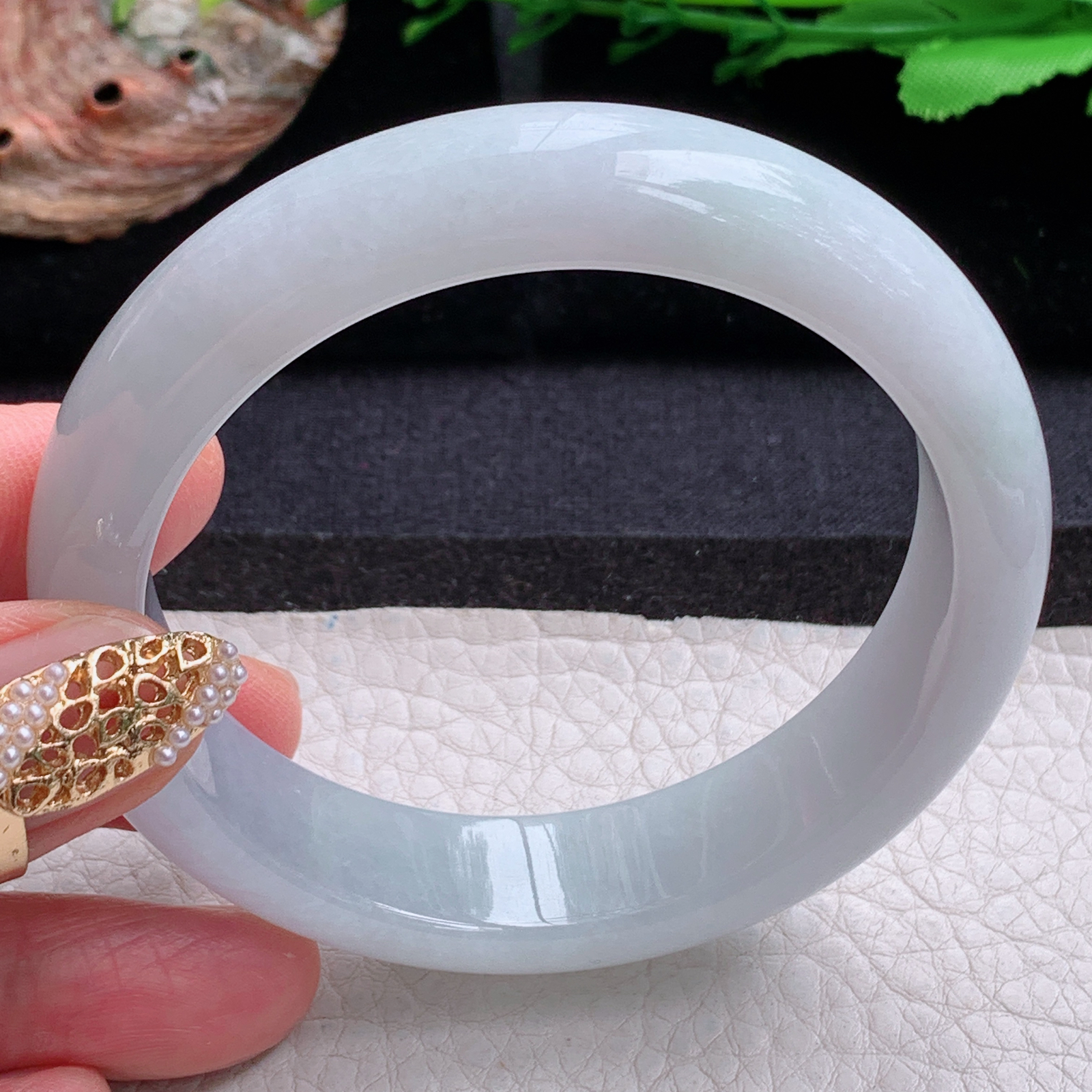 nr实拍57*14.3*8平安镯 天然缅甸翡翠a货手镯白月光纯美正圈玉镯子