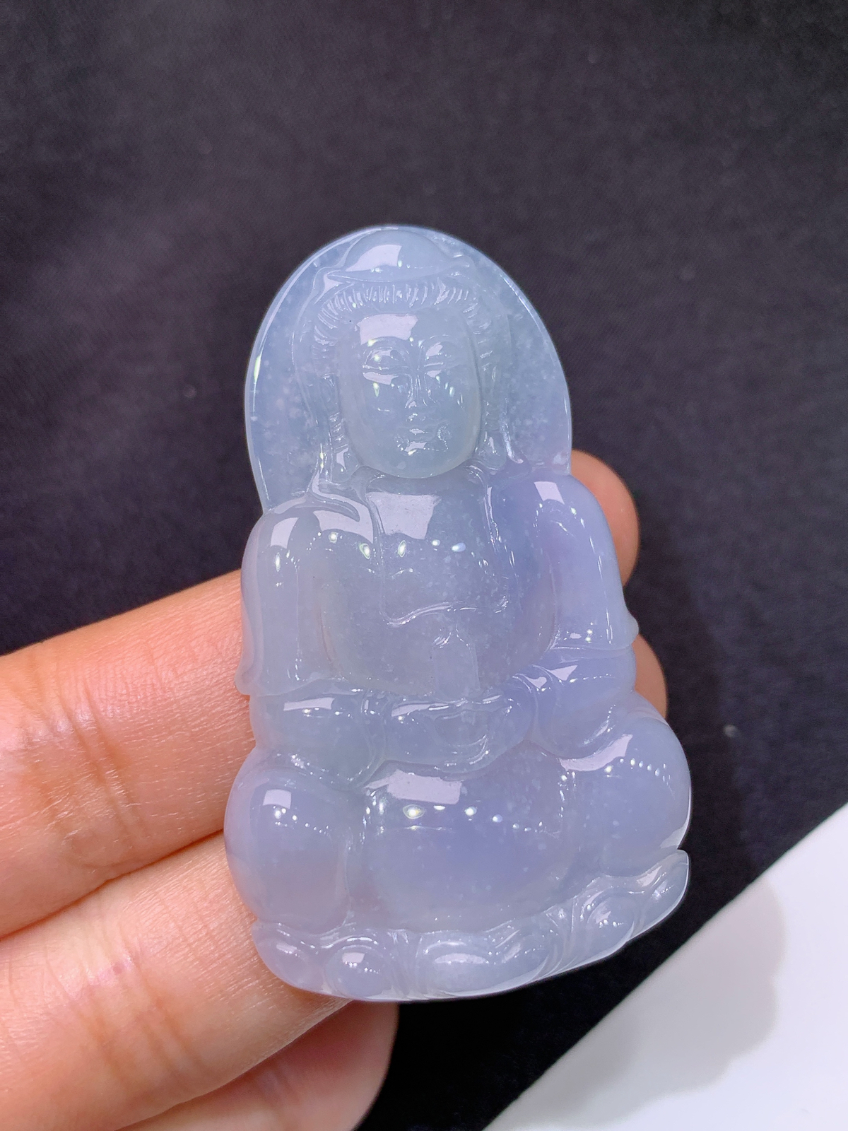 紫罗兰观音，冰润鲜艳，玉质细腻，种水足，001 尺寸50.2*31*5.4