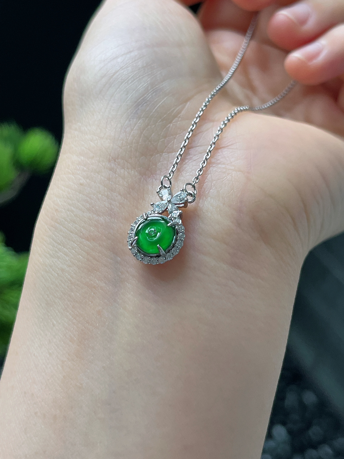 s925银翡翠项链