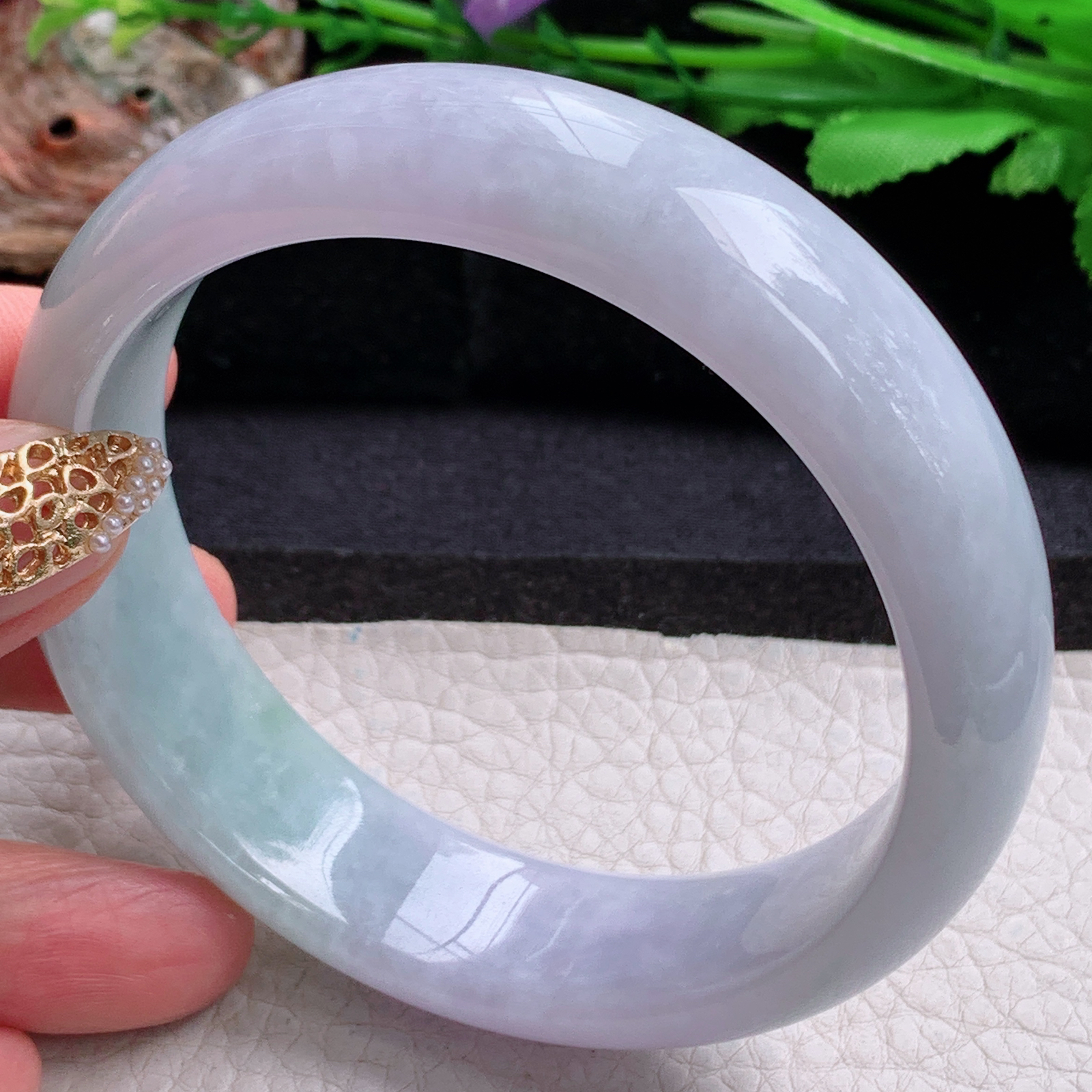 js大圈口62*17.6*8.2轮胎镯 天然缅甸翡翠a货手镯春带彩正圈玉镯子