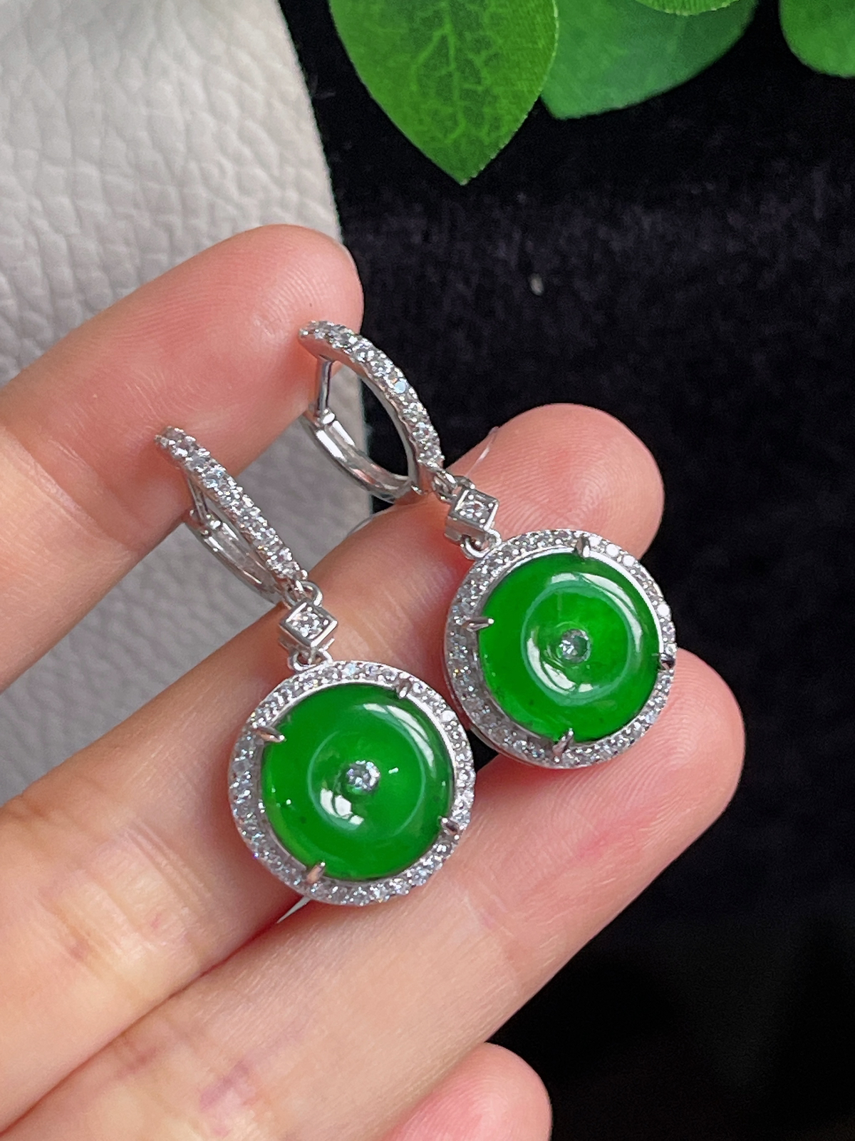 s925银 翡翠耳坠