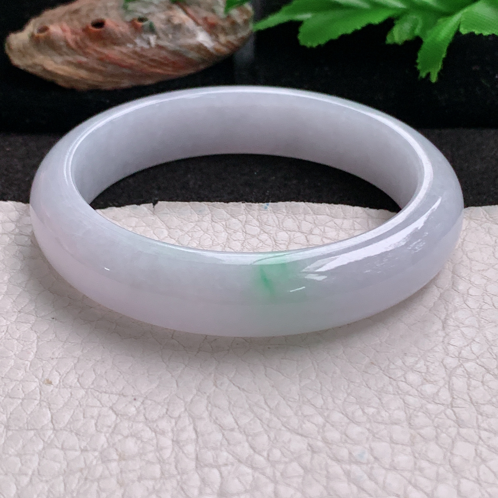 ee实拍57.5*13*8.5平安镯 天然缅甸翡翠a货手镯淡紫正圈玉镯子