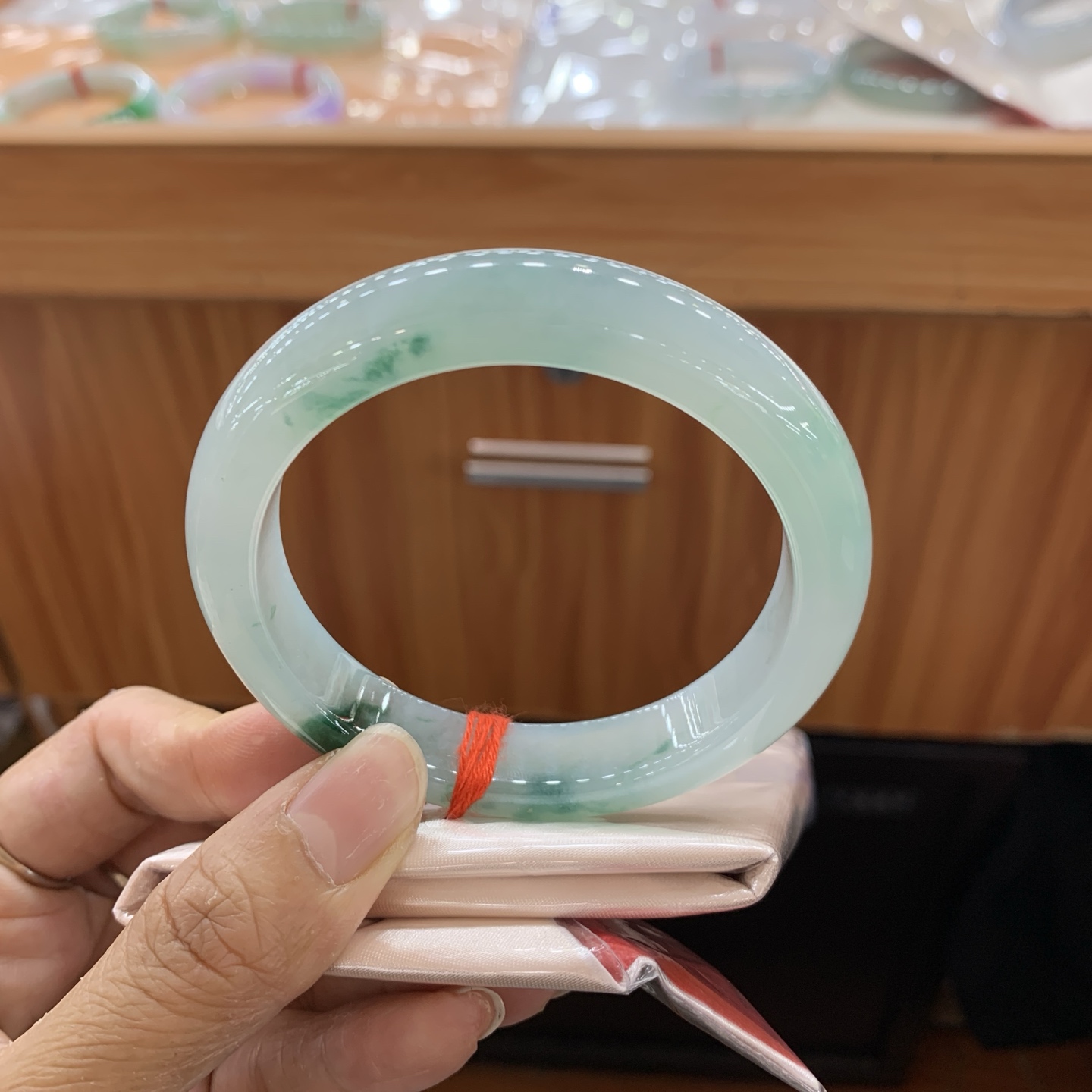 041523XY 冰飘花正圈翡翠手镯 57.5-12.5-8.5