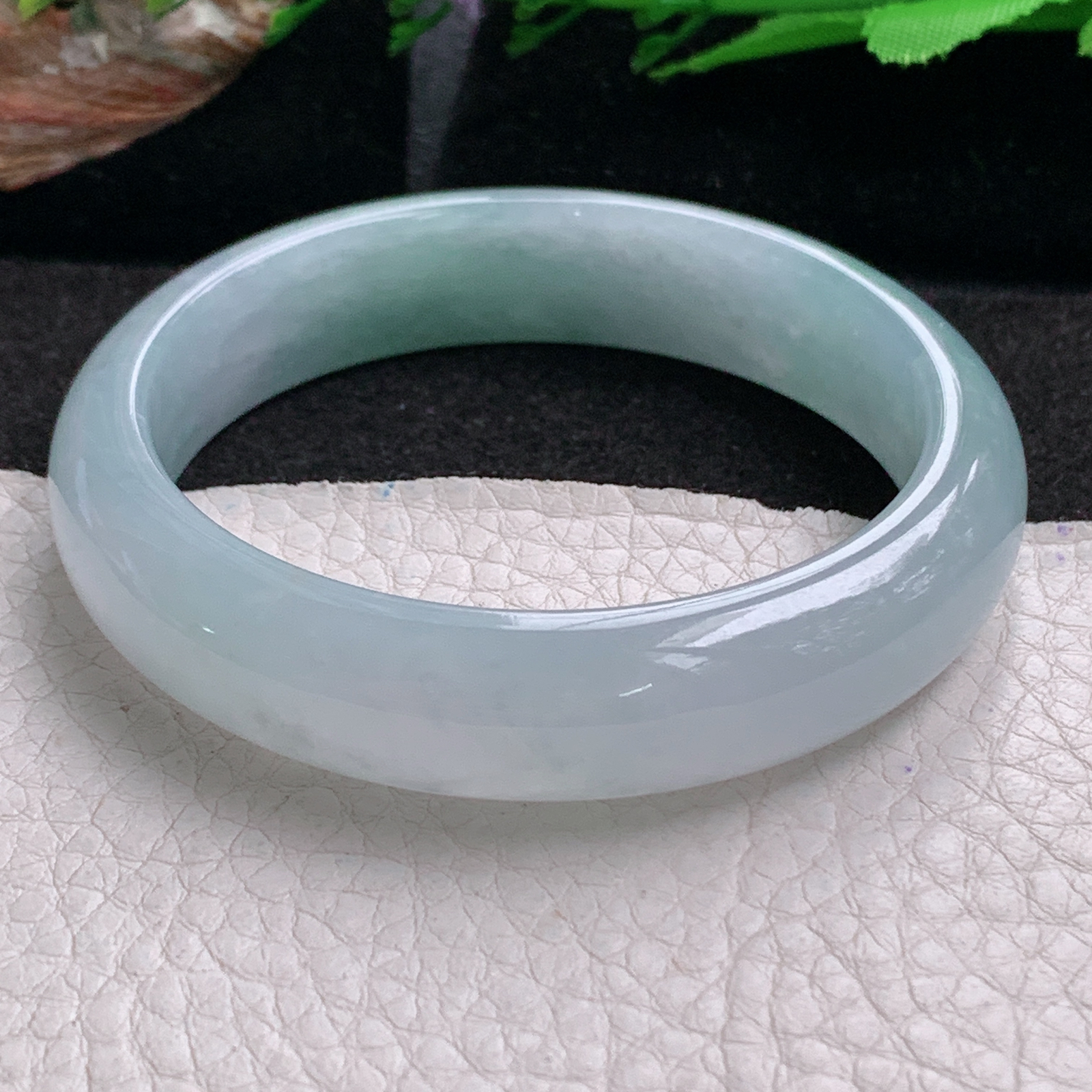 js冰润款55*13.8*7.3平安镯 天然缅甸翡翠a货手镯冰纯正圈玉镯子