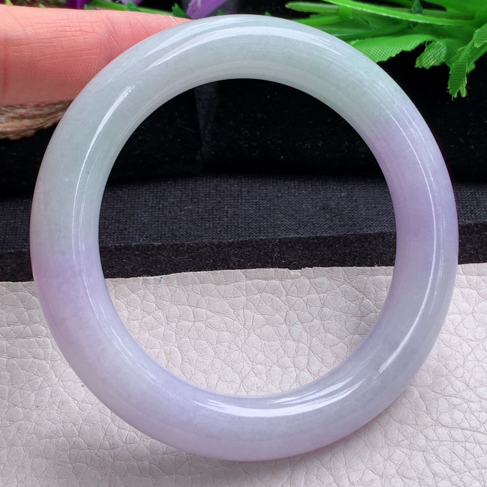 xc招财款59.5*12*11.8美人镯 天然缅甸翡翠a货手半山水春带彩圆条玉镯子