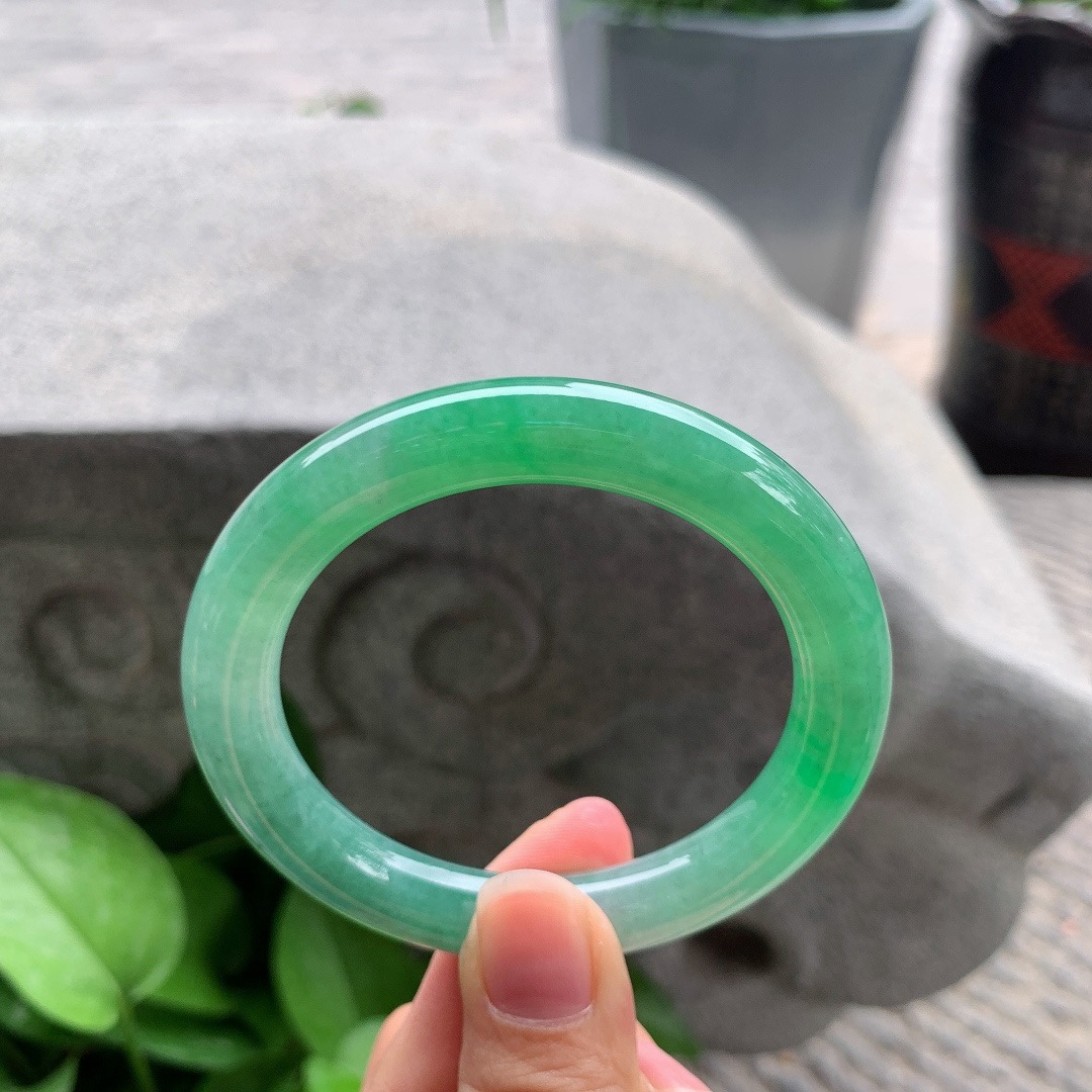 圈口54-9.7 【辣绿圆条手镯】圆条54 55可戴