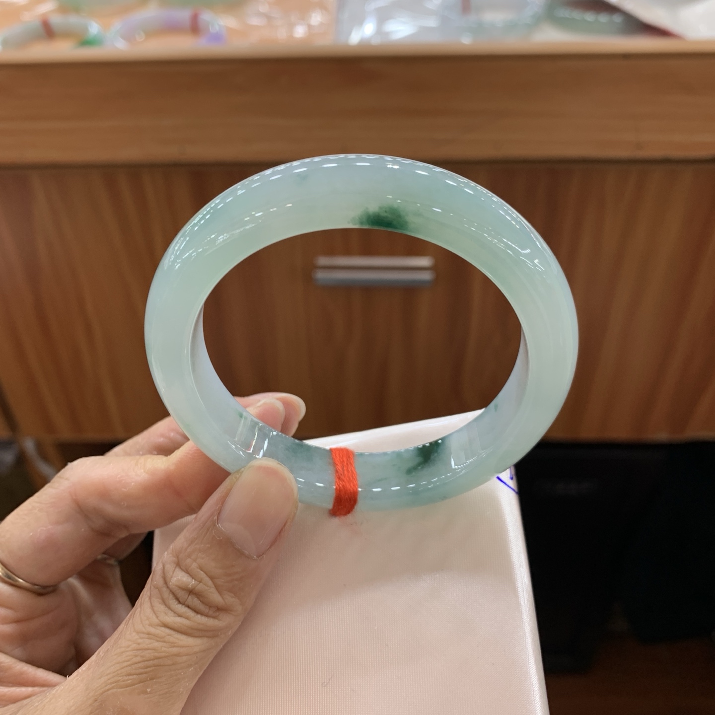 041523XY 冰飘花正圈翡翠手镯 57.5-12.5-8.5