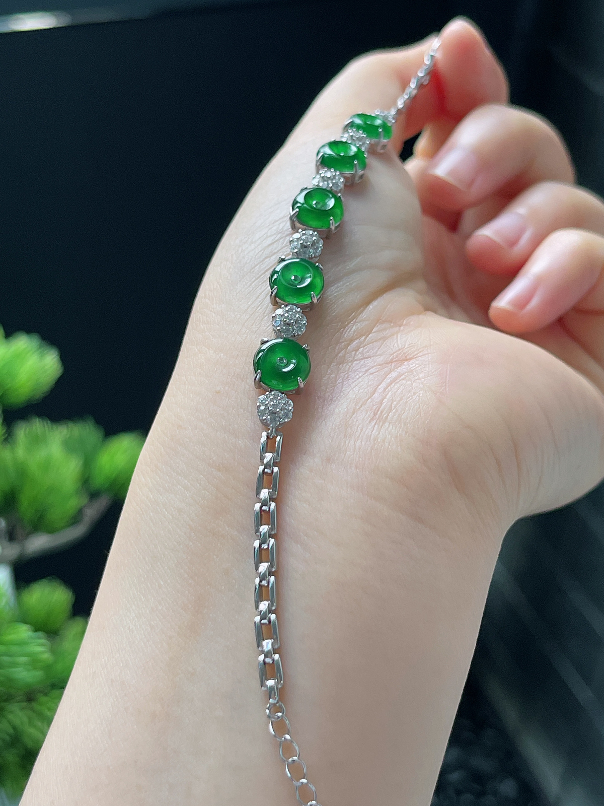 s925银 翡翠手链