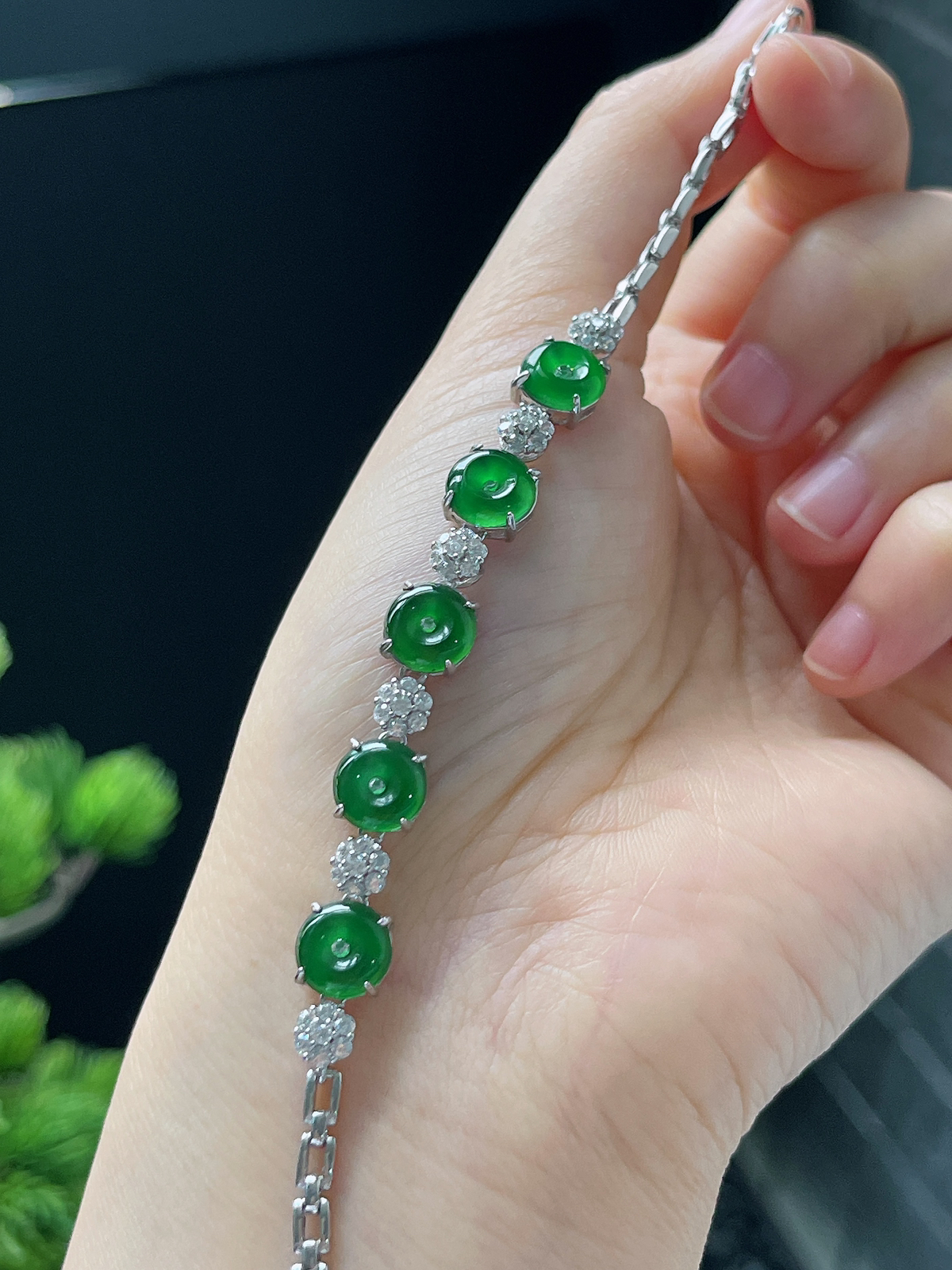 s925银 翡翠手链