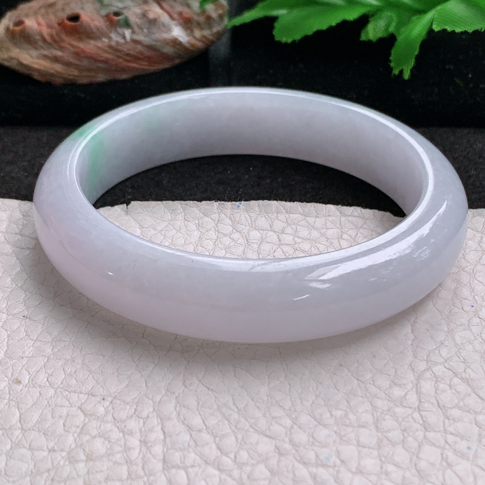 ee实拍57.5*13*8.5平安镯 天然缅甸翡翠a货手镯淡紫正圈玉镯子